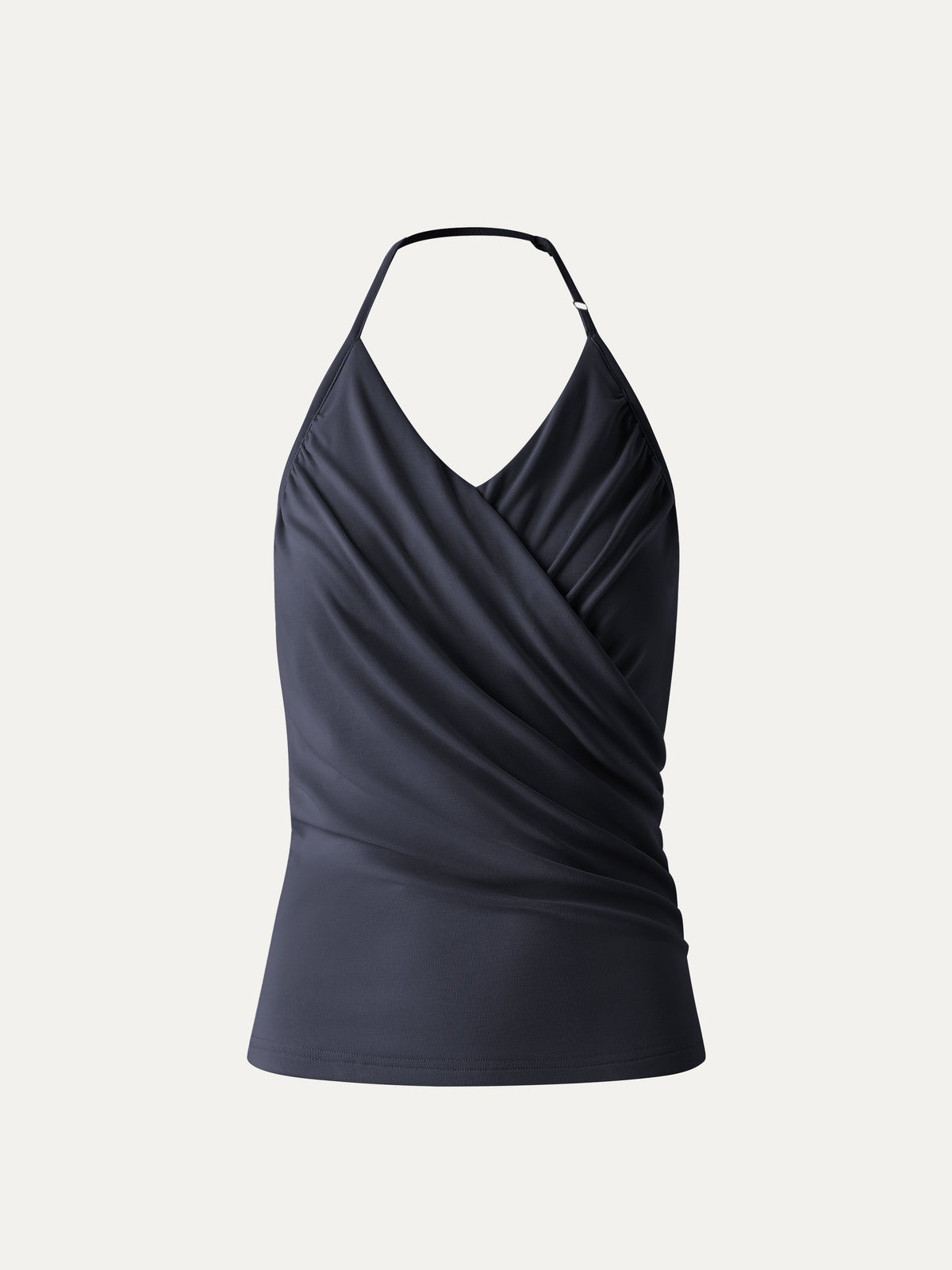 Modal Halter Neck Surplice Ruched Bandless Built-In Bra Top — original photo 8