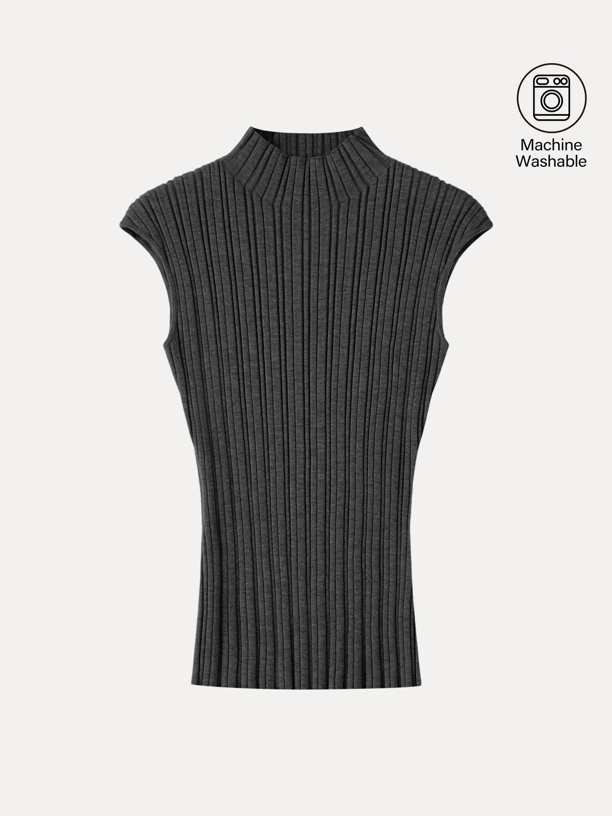 100% Merino Wool Ribbed Mock Neck Sweater — original photo 11