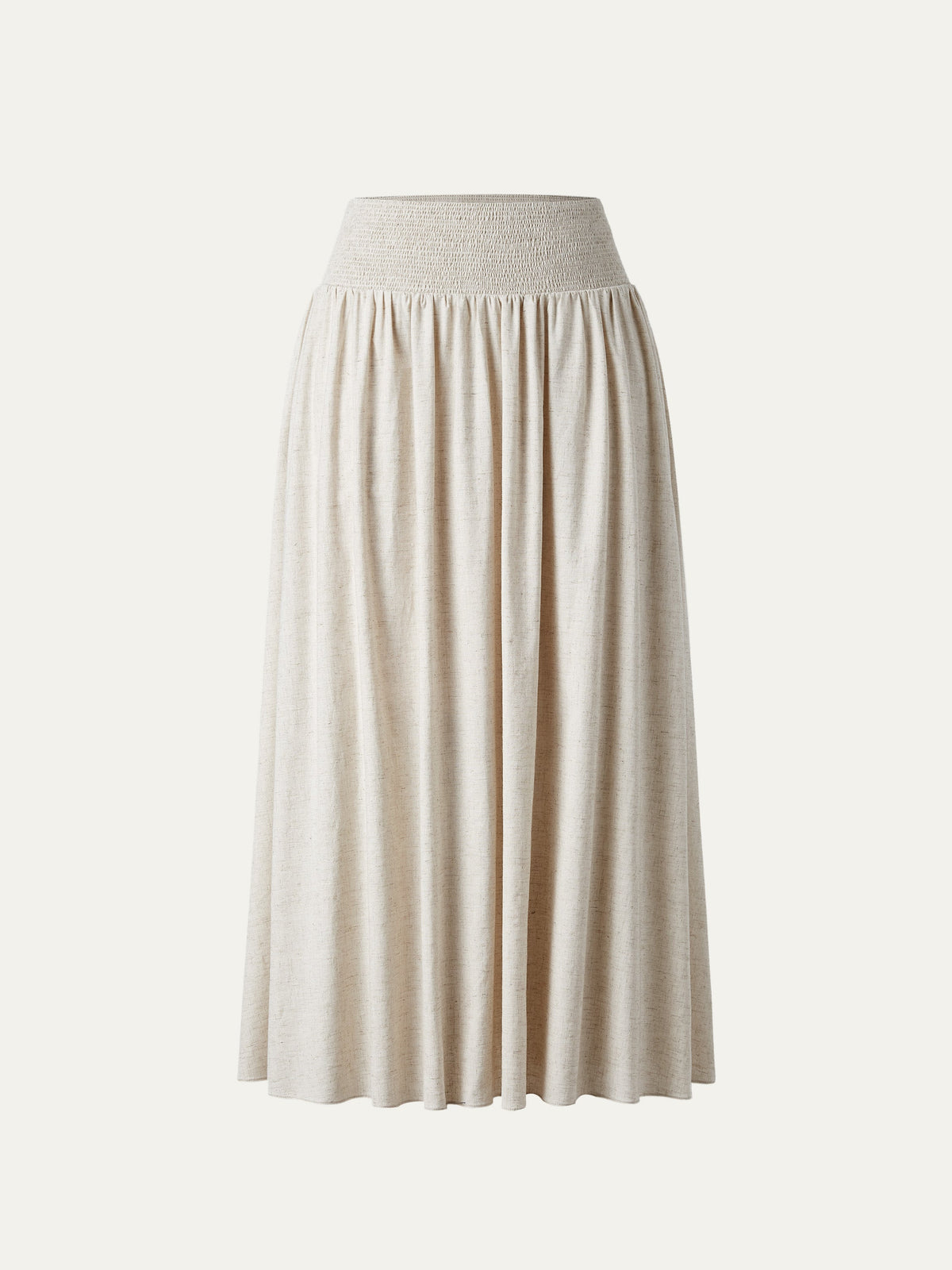 European Linen Smocked Waist Skirt with Pockets — original photo 7