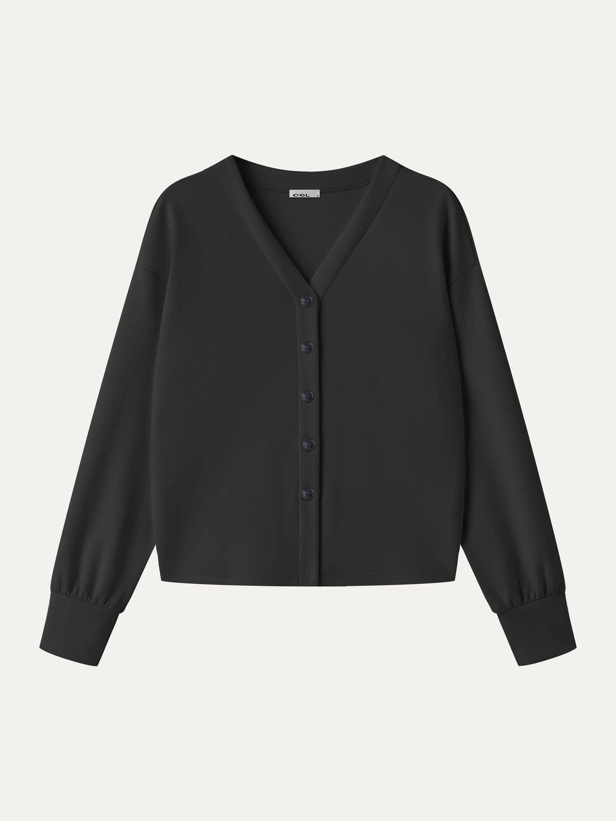 Modal Spacer Knit V-Neck Long Sleeve Button-Down Cardigan — original photo 9
