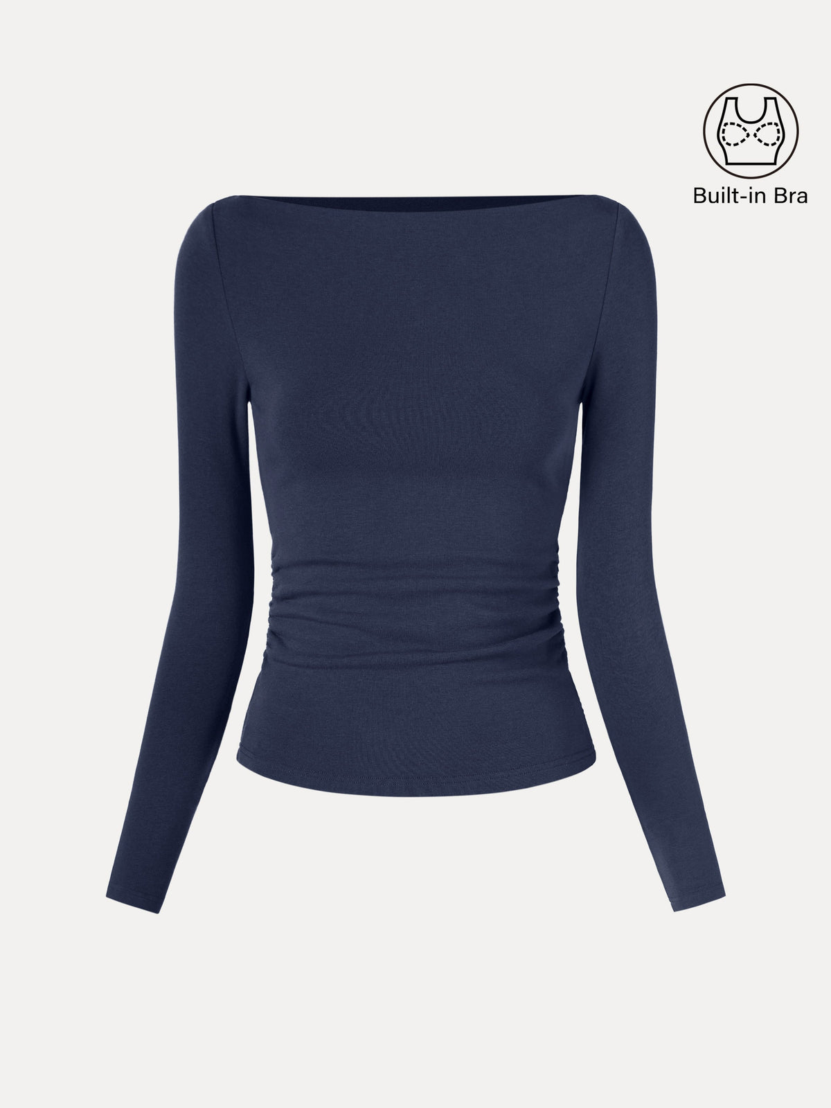 ProWarm Modern Side Ruched Boatneck Built-In Bra Top — original photo 16