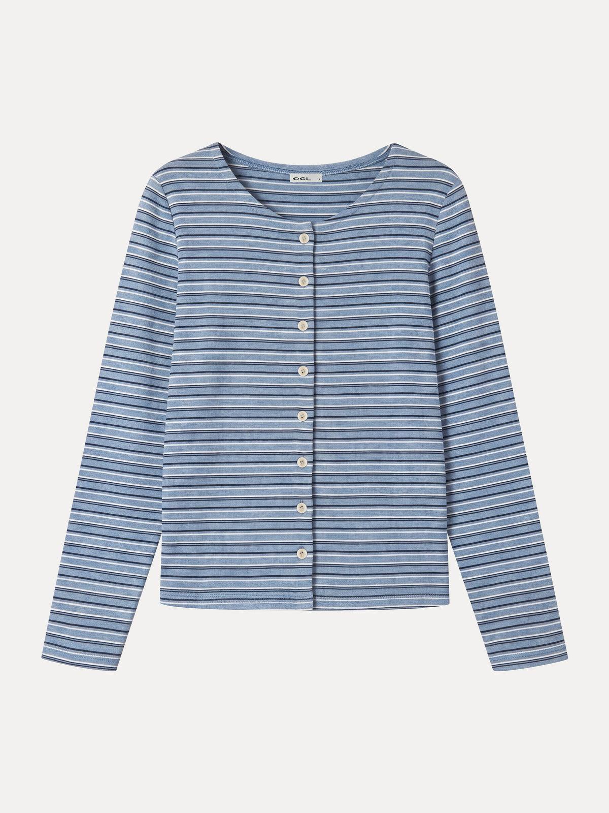 ProWarm Stripe Round Neck Long Sleeve Button-Up Cardigan — original photo 7
