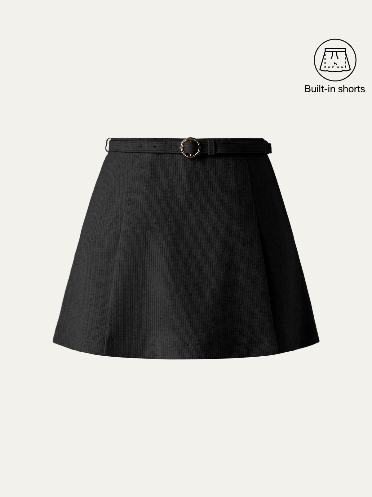 Viscose-Wool Blend High-Rise Belted A-Line Skort with Pockets — original photo 10