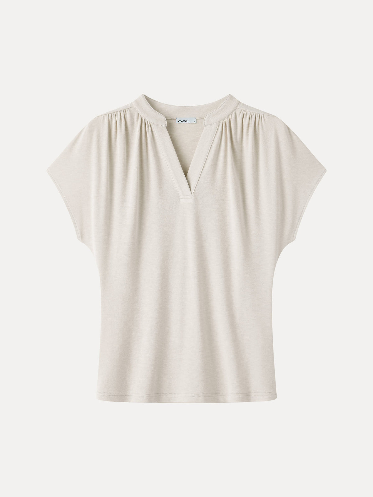 LiteWarm Collared V-Neck Short Sleeve Top — original photo 9