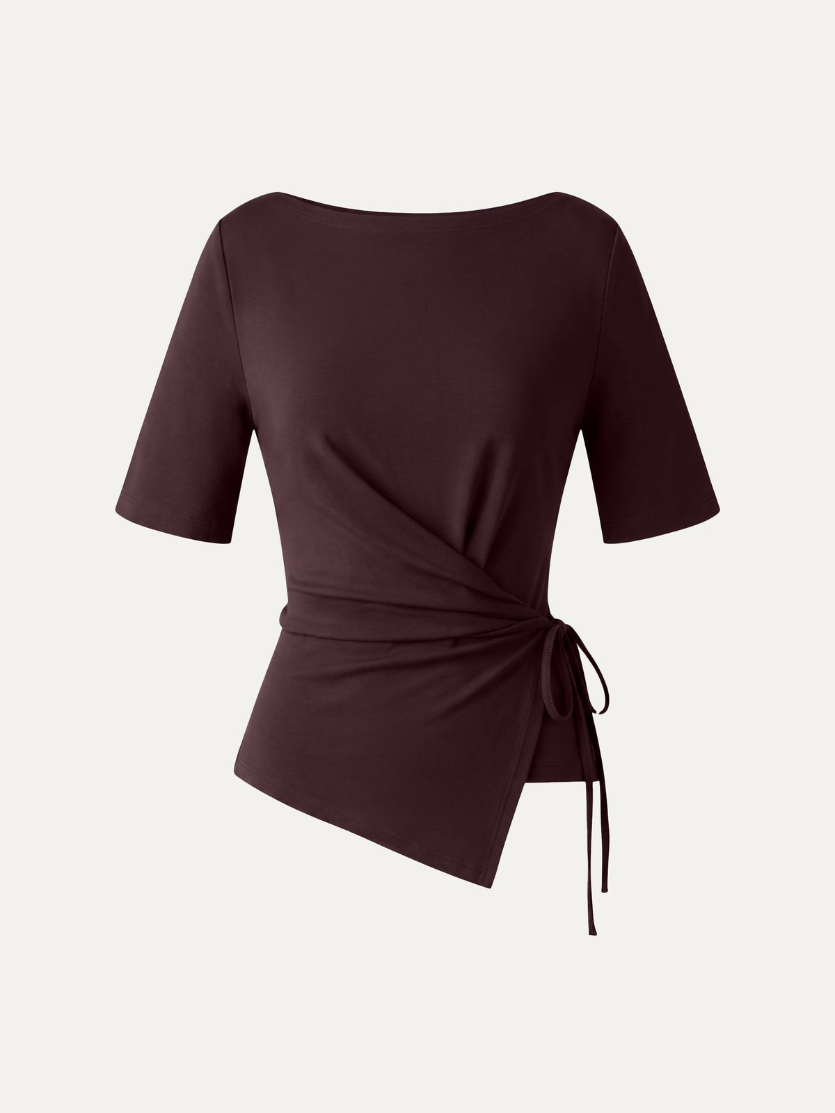 LiteWarm Slash Neck Short Sleeve Tie-Side Top — original photo 14