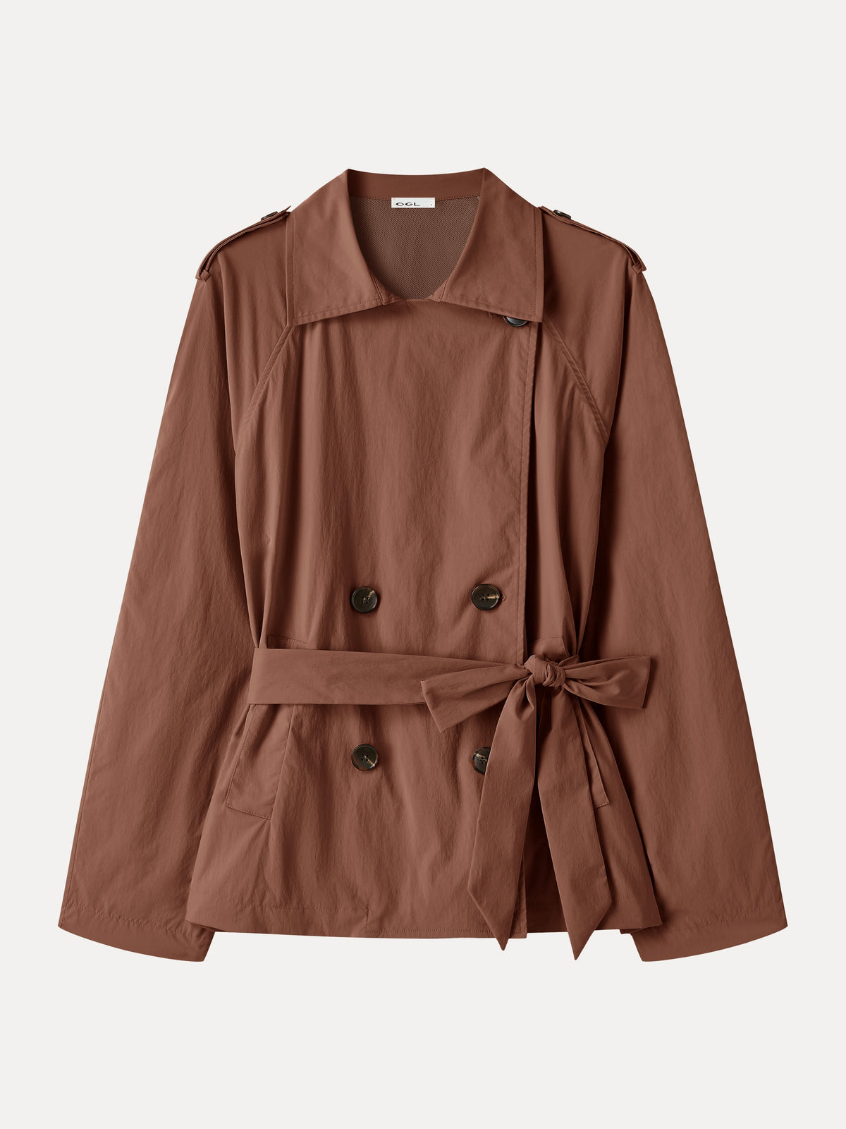 Packable Water-Repellent Peak Collar Trench Jacket with Pockets — original photo 10
