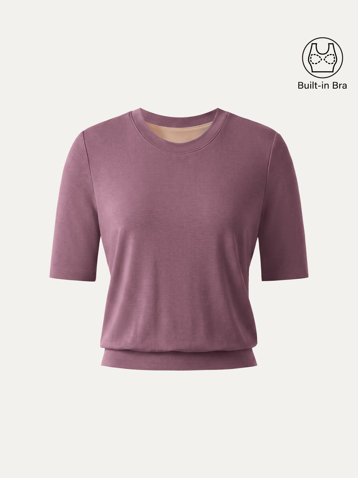 Lyocell Wool Crewneck Built-In Bra Top with Banded Hem — original photo 16