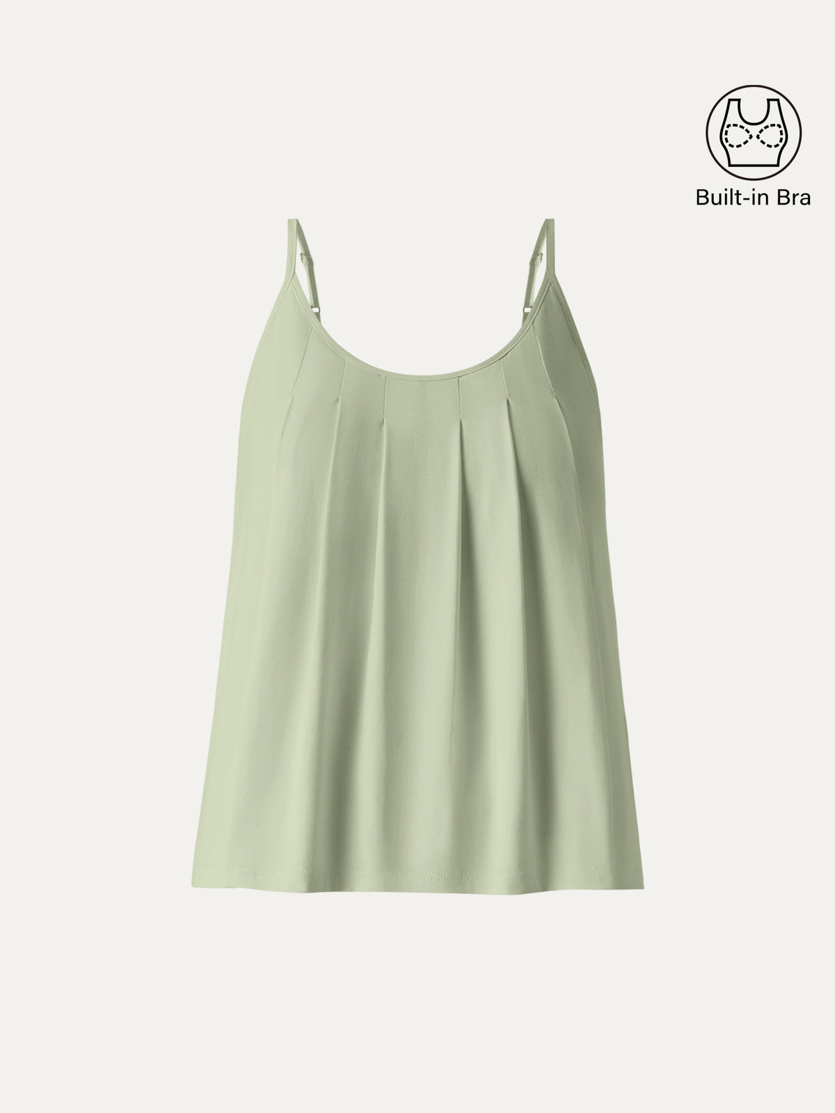 U-Neck Pleated Spaghetti Built-In Bra Tank — original photo 9