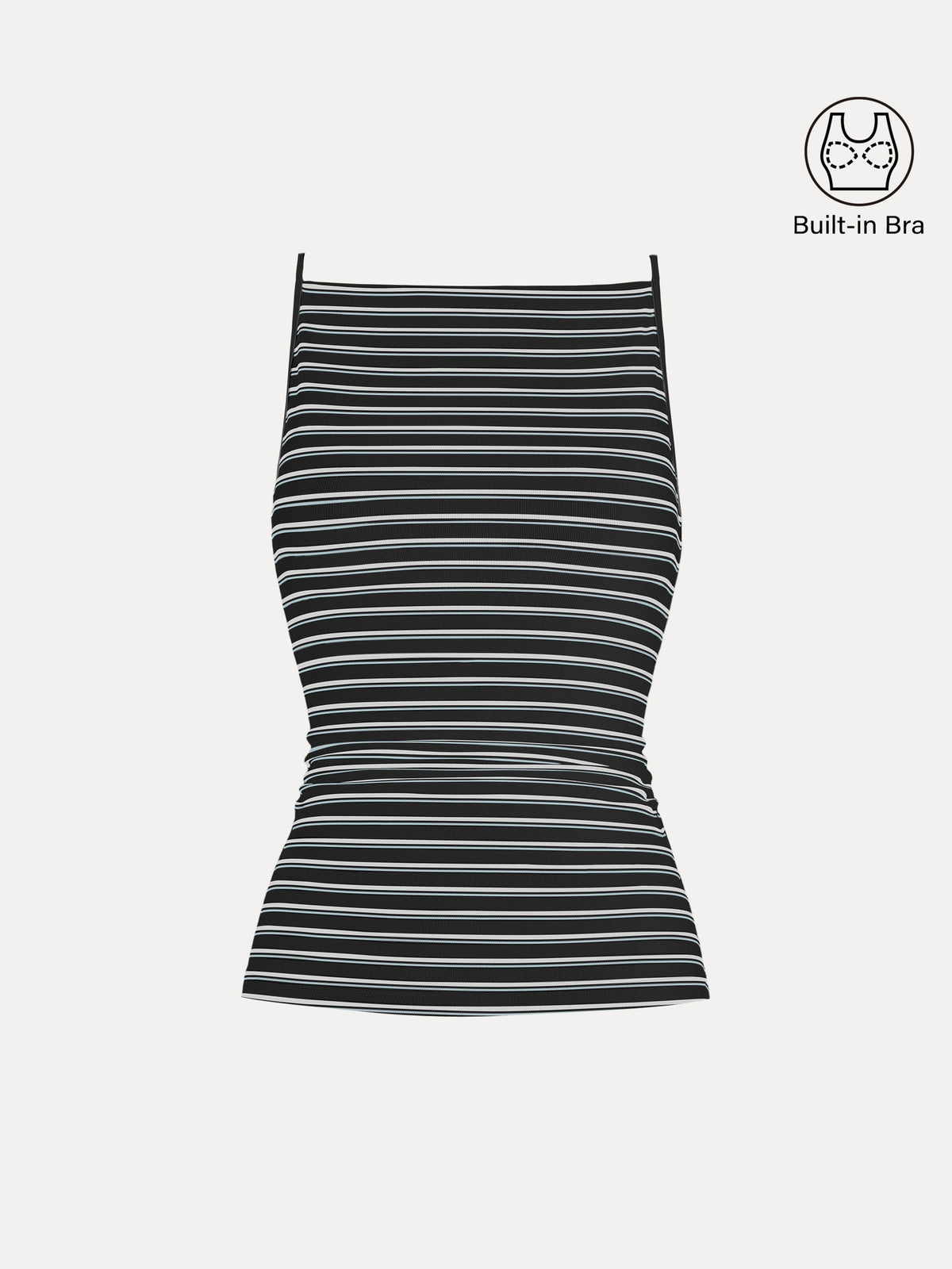 Striped Side Ruched Spaghetti New Airy Built-In Bra Tank — original photo 8