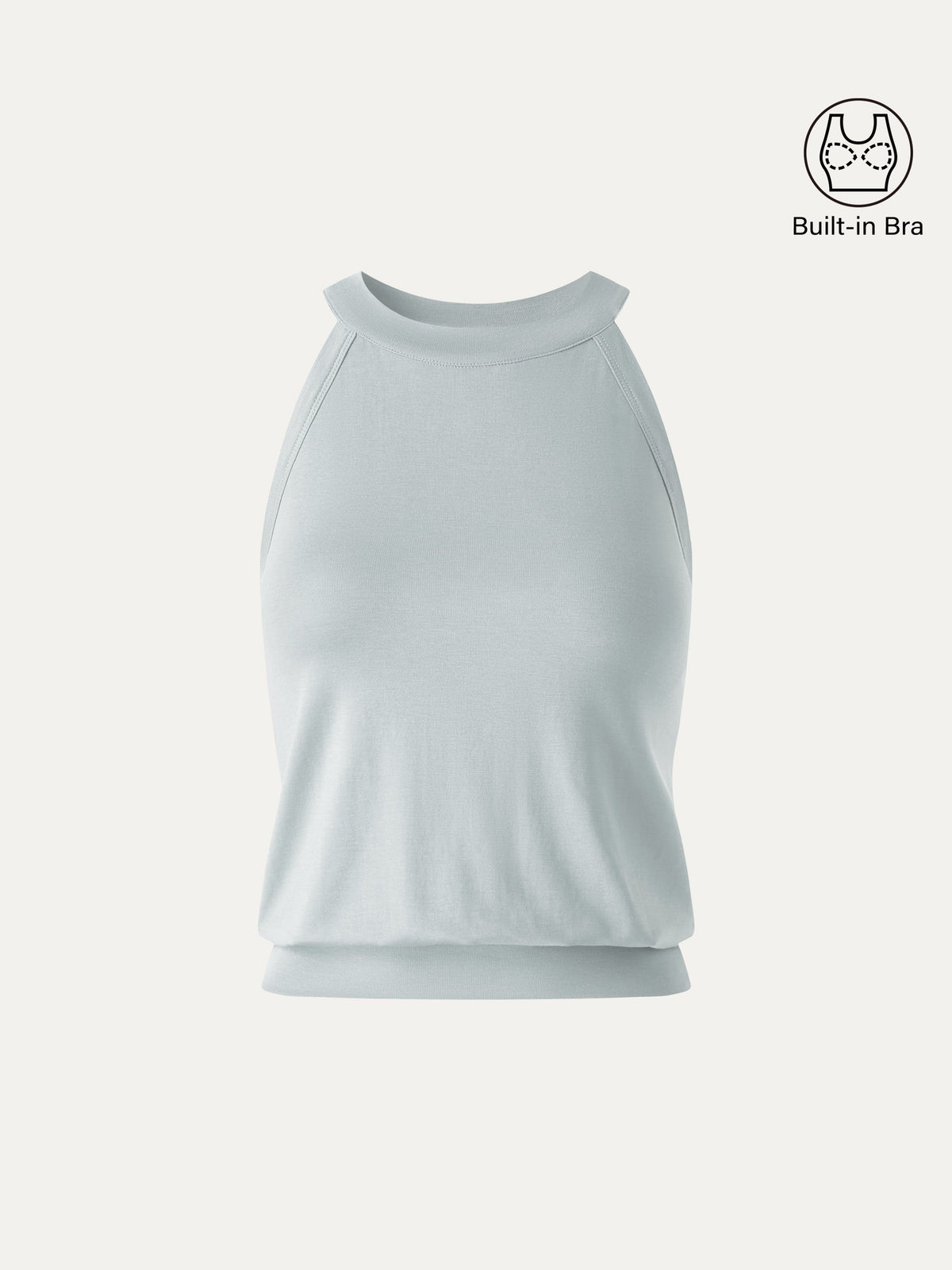 Halter Neck Banded Hem Built-In Bra Tank — original photo 15