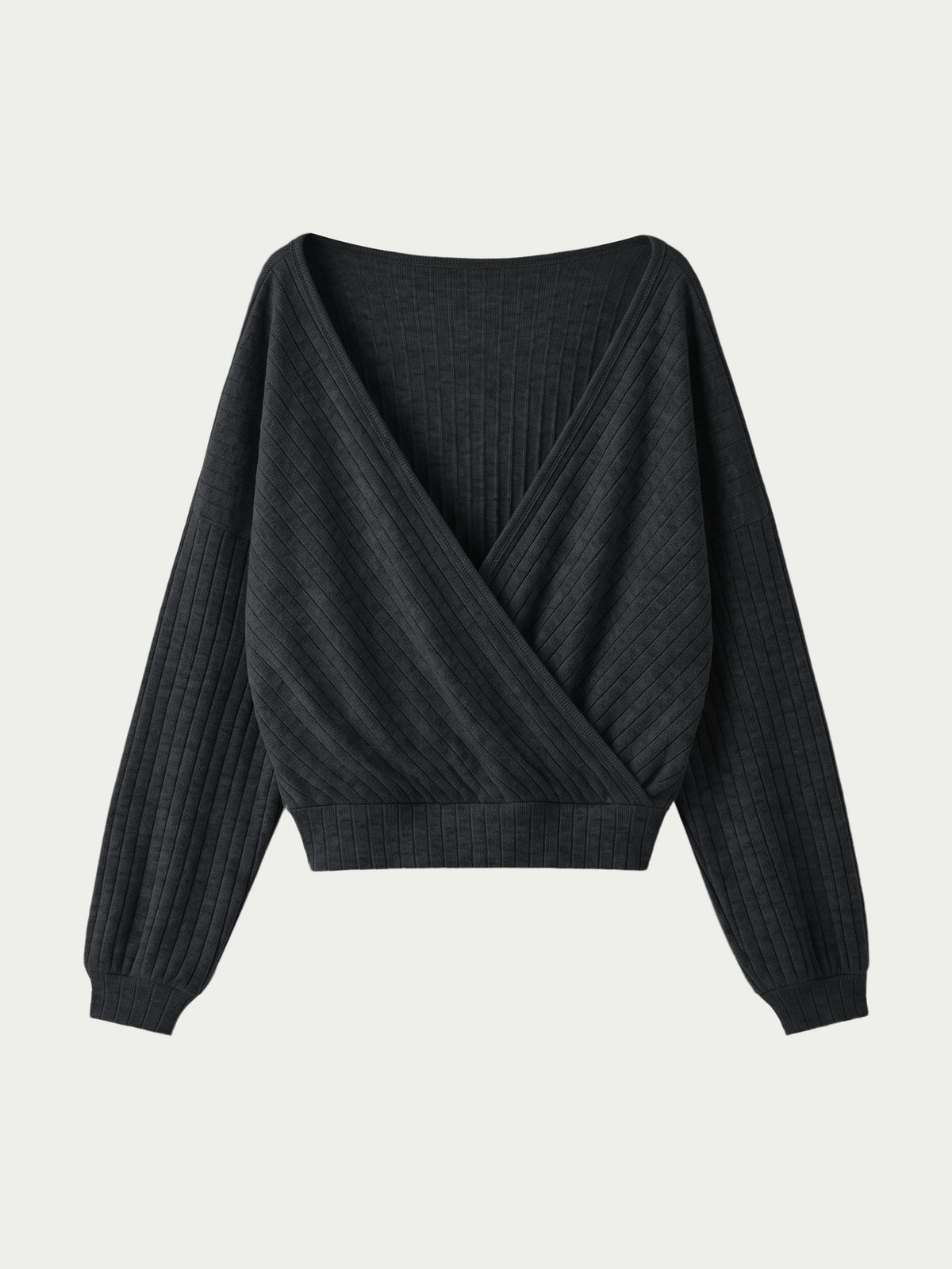 MaxWarm Wide Ribbed Crossover Long Sleeve Banded Hem Top — original photo 15