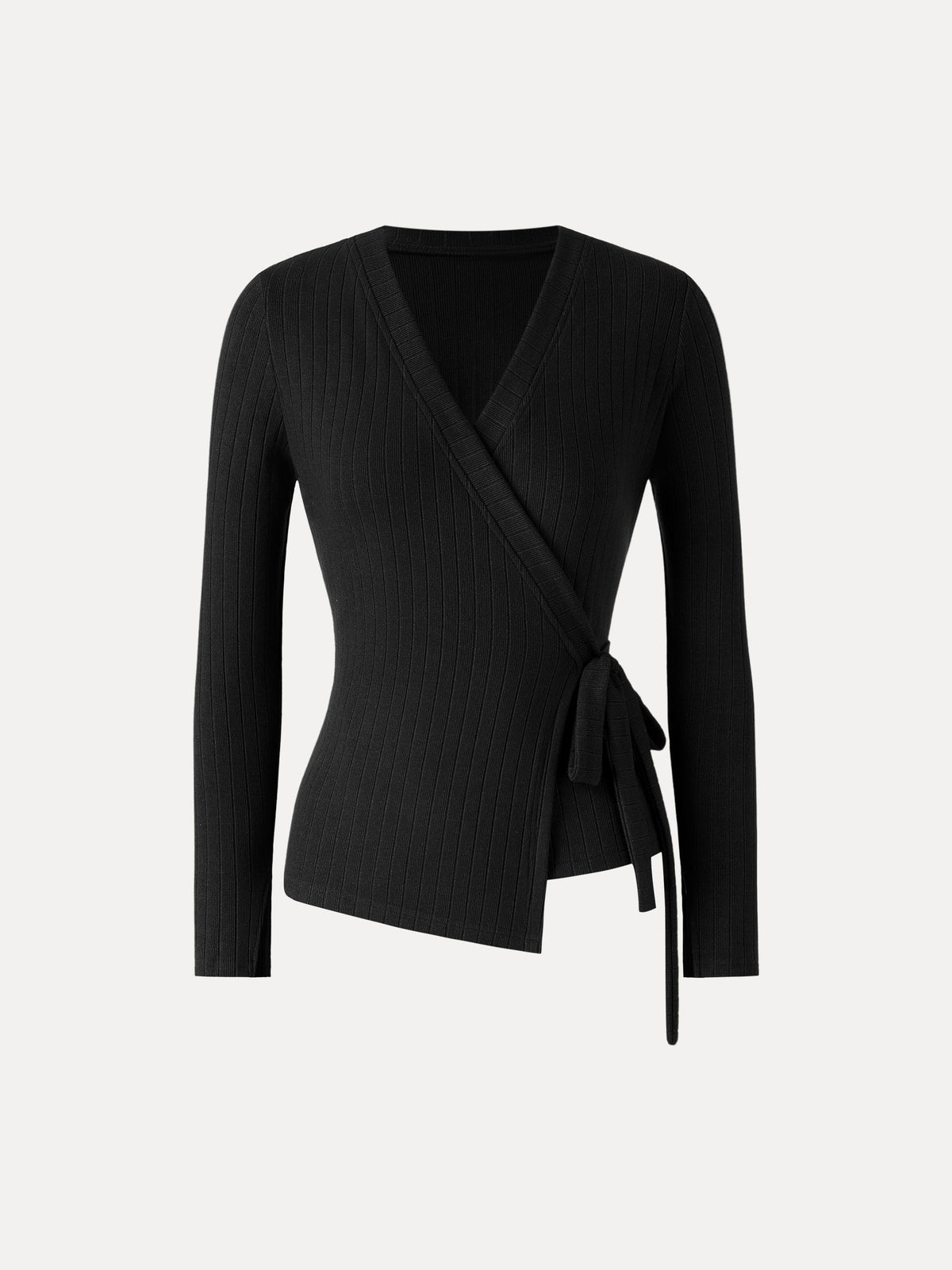 MaxWarm Wide Ribbed Crossover Long Sleeve Tie-Waist Top — original photo 11