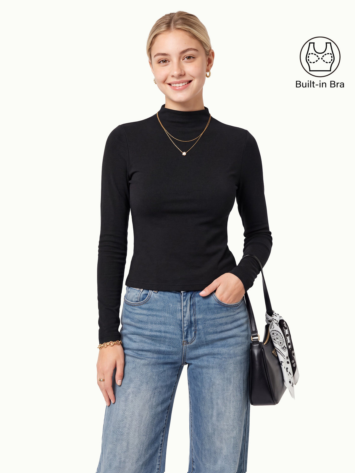 ProWarm Mock Neck Long Sleeve Built-In Bra Top — original photo 9