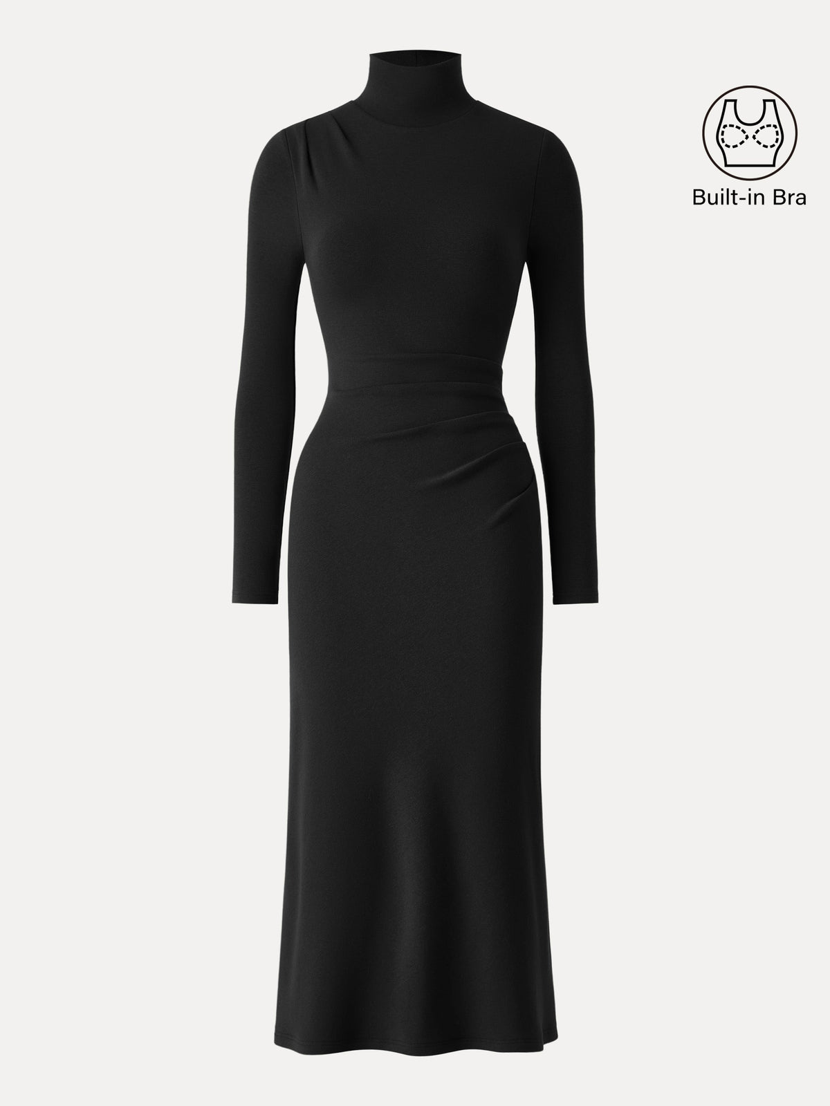 ProWarm Turtleneck Tucked Midi Built-In Bra Dress — original photo 15
