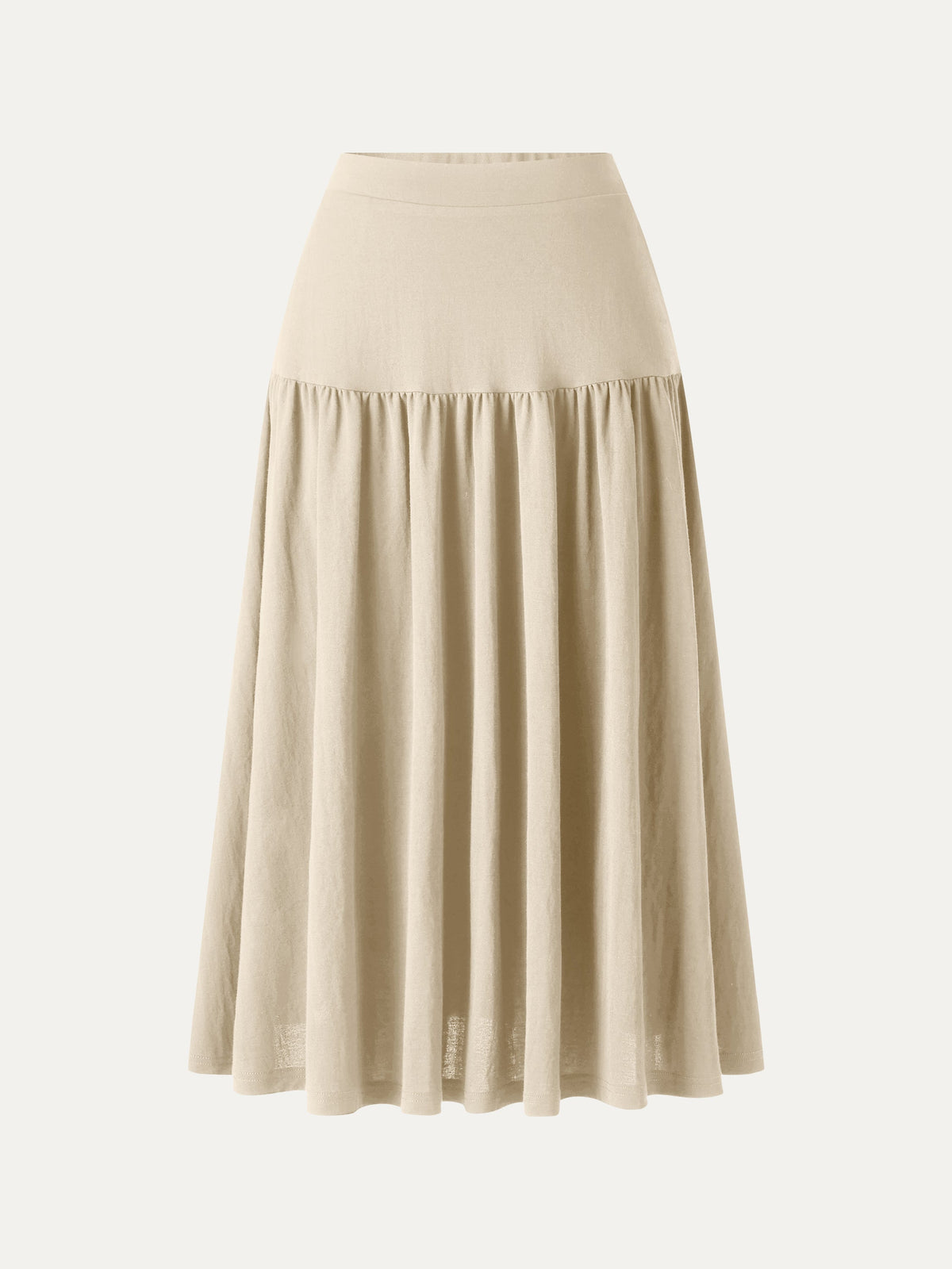 Cotton-Linen Gathered Midi Skirt with Pockets — original photo 9