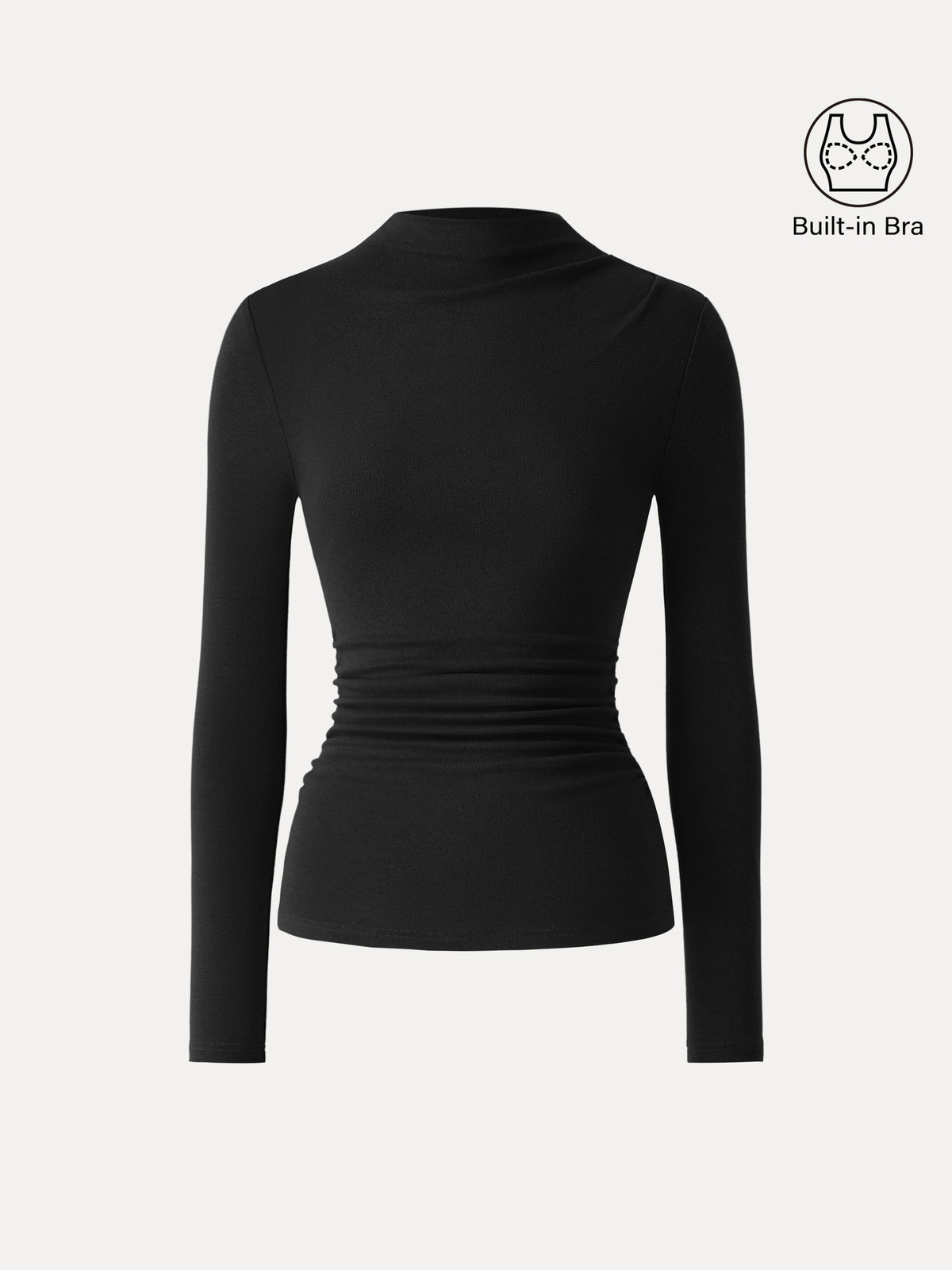 LiteWarm Mock Neck Long Sleeve Ruched Built-In Bra Top — original photo 10