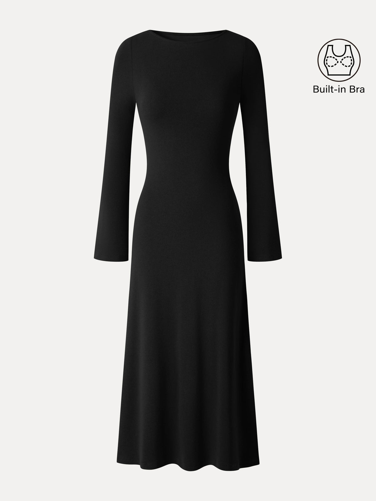 LiteWarm Boatneck Bell Sleeve Midi Built-In Bra Dress — original photo 8