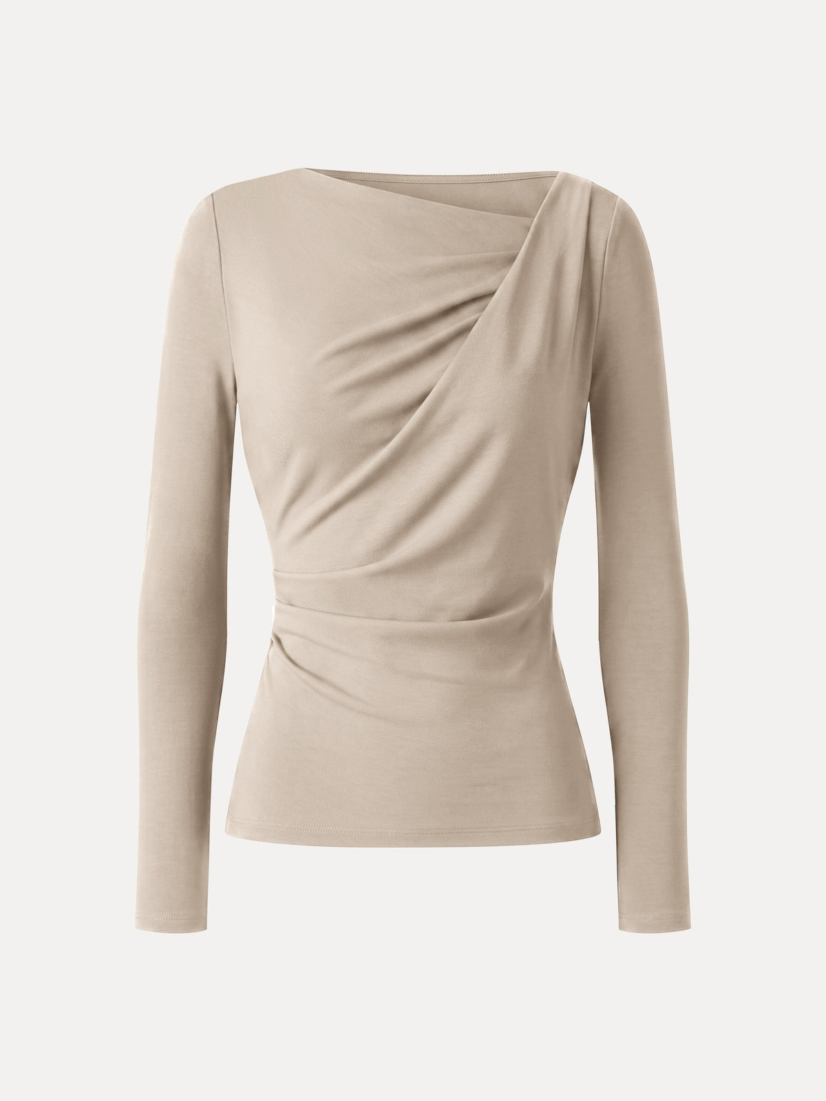 LiteWarm Asymmetrical Neck Long Sleeve Tucked-Waist Top — original photo 16