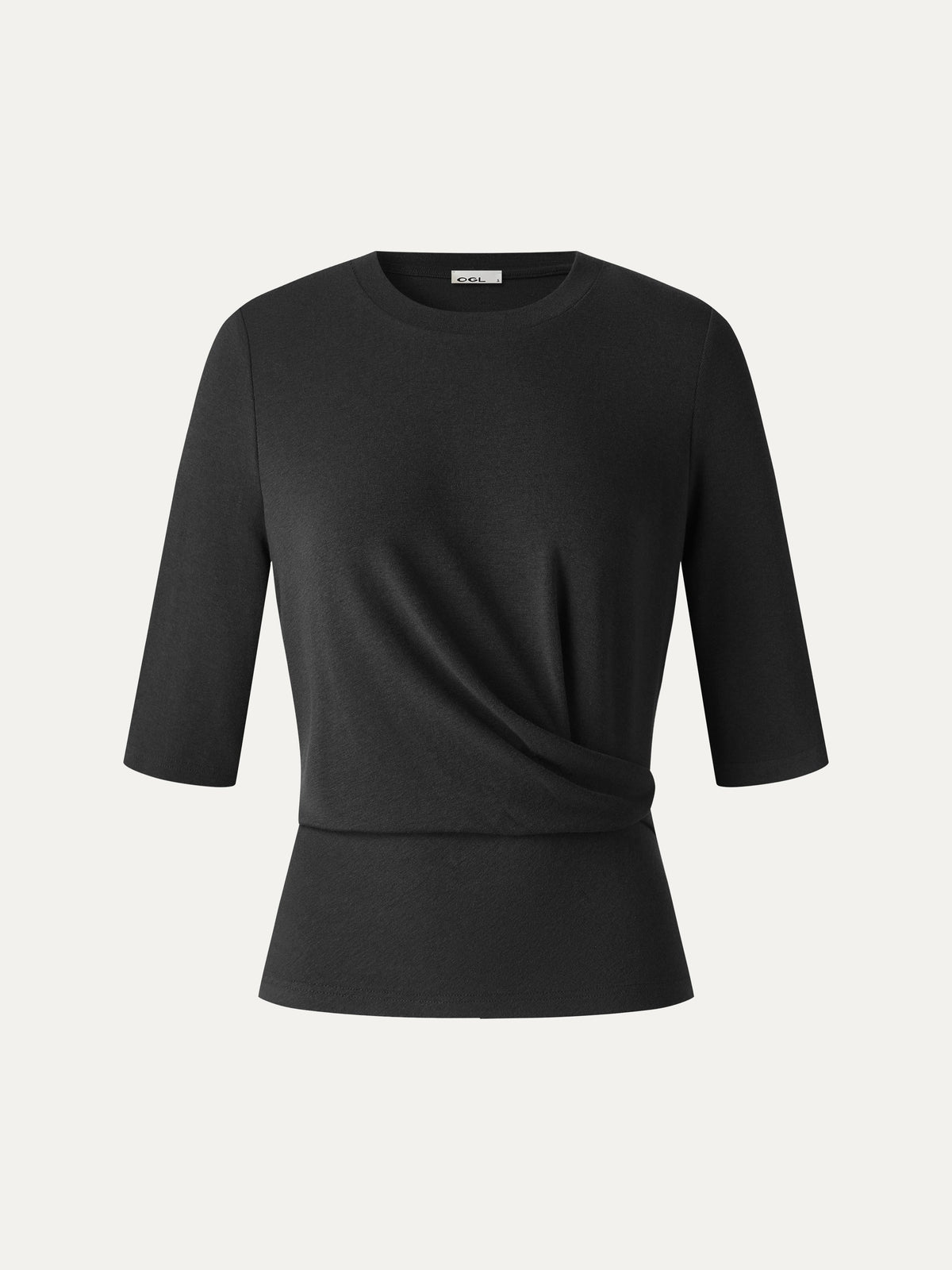 LiteWarm Round Neck Elbow Sleeve Side-Tuck Top — original photo 12