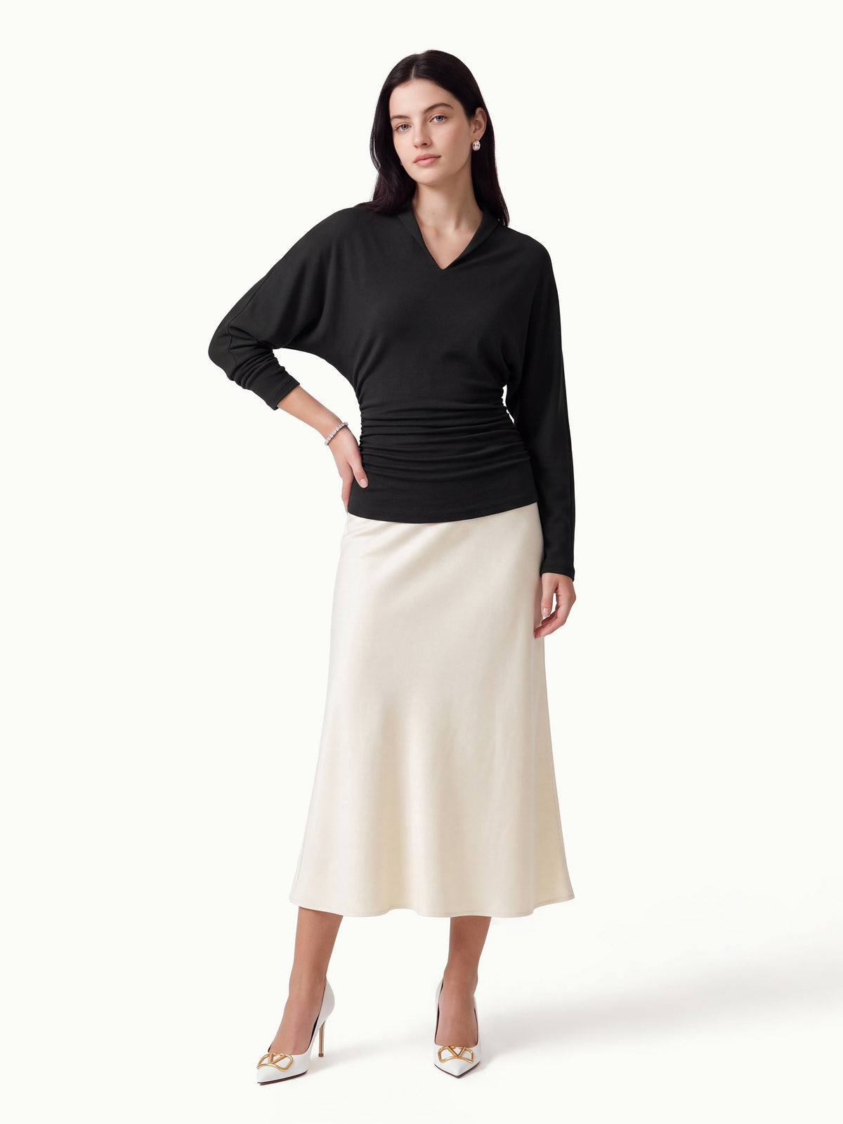 LiteWarm V-Neck Long Sleeve Ruched Top — original photo 15
