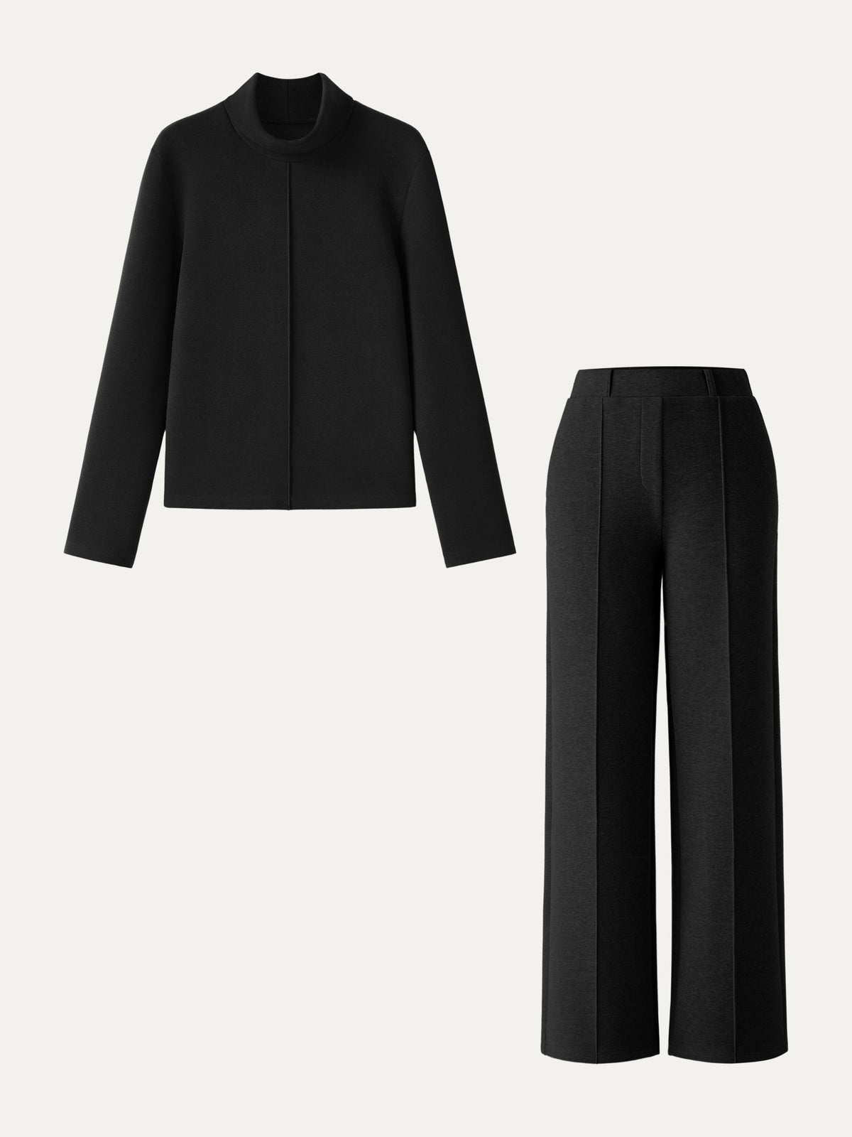 2Pcs Set FuzzLuxe Turtleneck Top & Regular High Waisted Straight Leg Pull On Pant — original photo 16