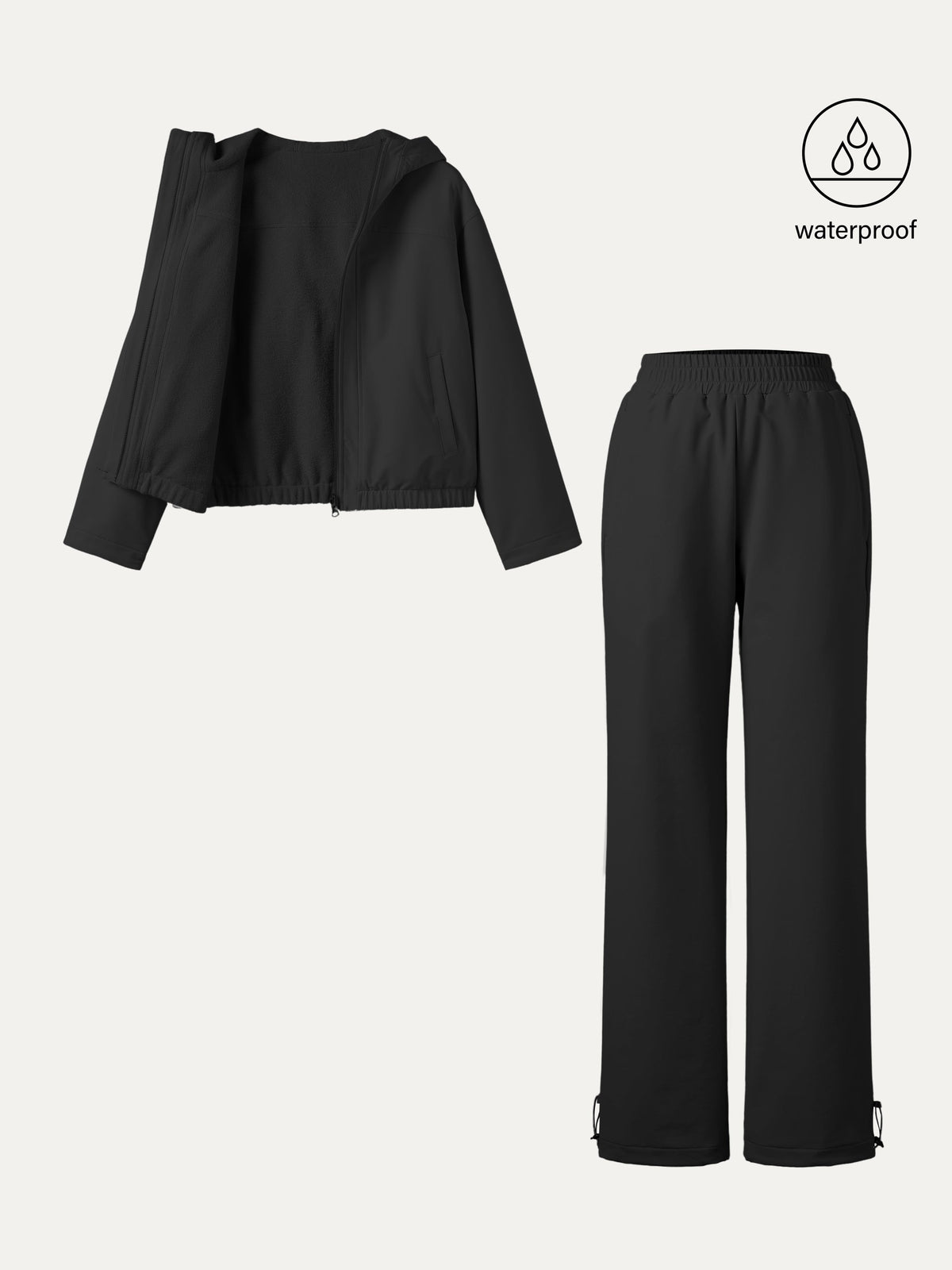 2Pcs Set Fleece Reversable Hooded Jacket & Fleece-Lined Elastic Waist Pants — original photo 8