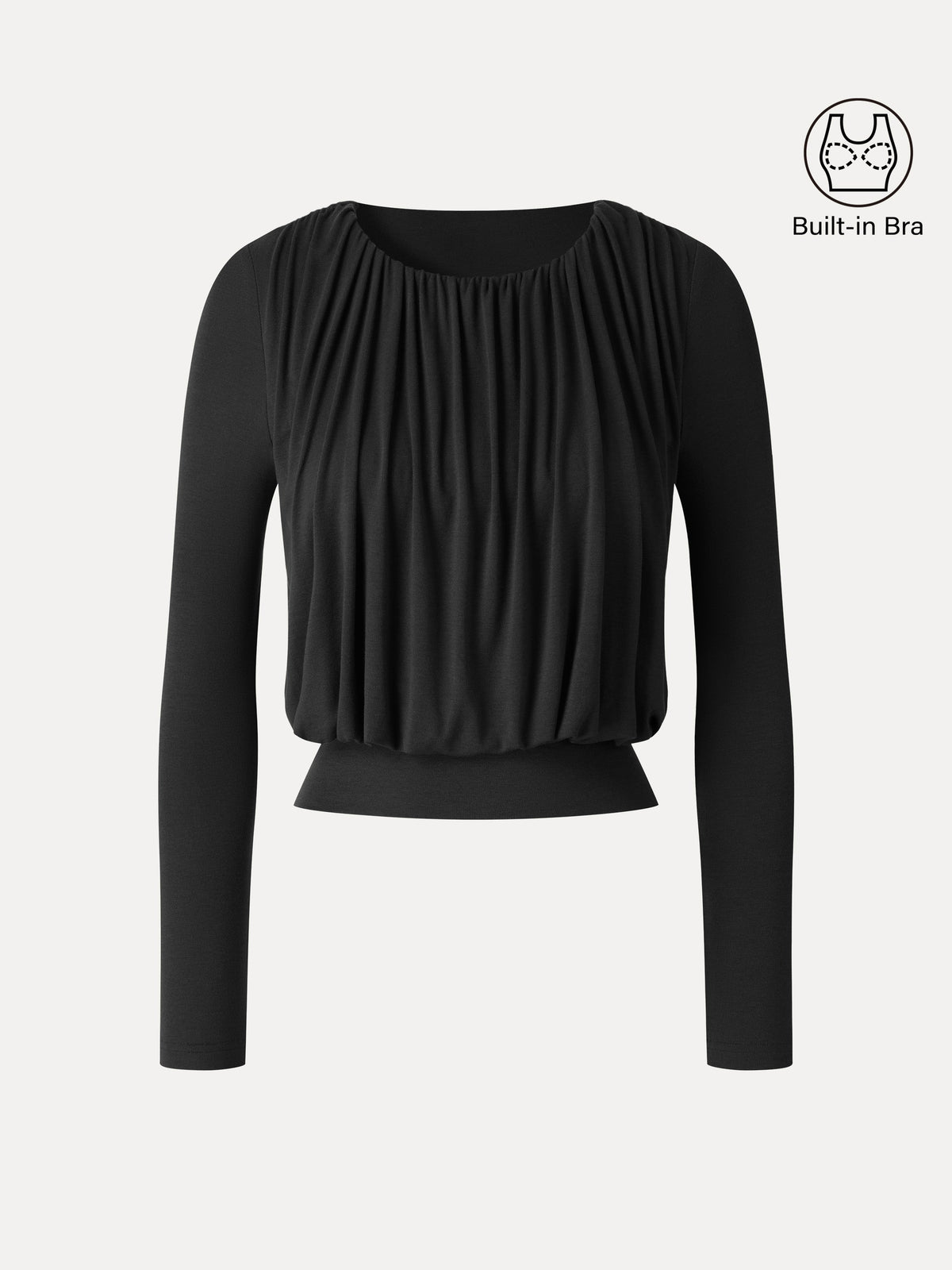 LiteWarm Lyocell-Wool Round Neck Long Sleeve Tucked Built-In Bra Top — original photo 10