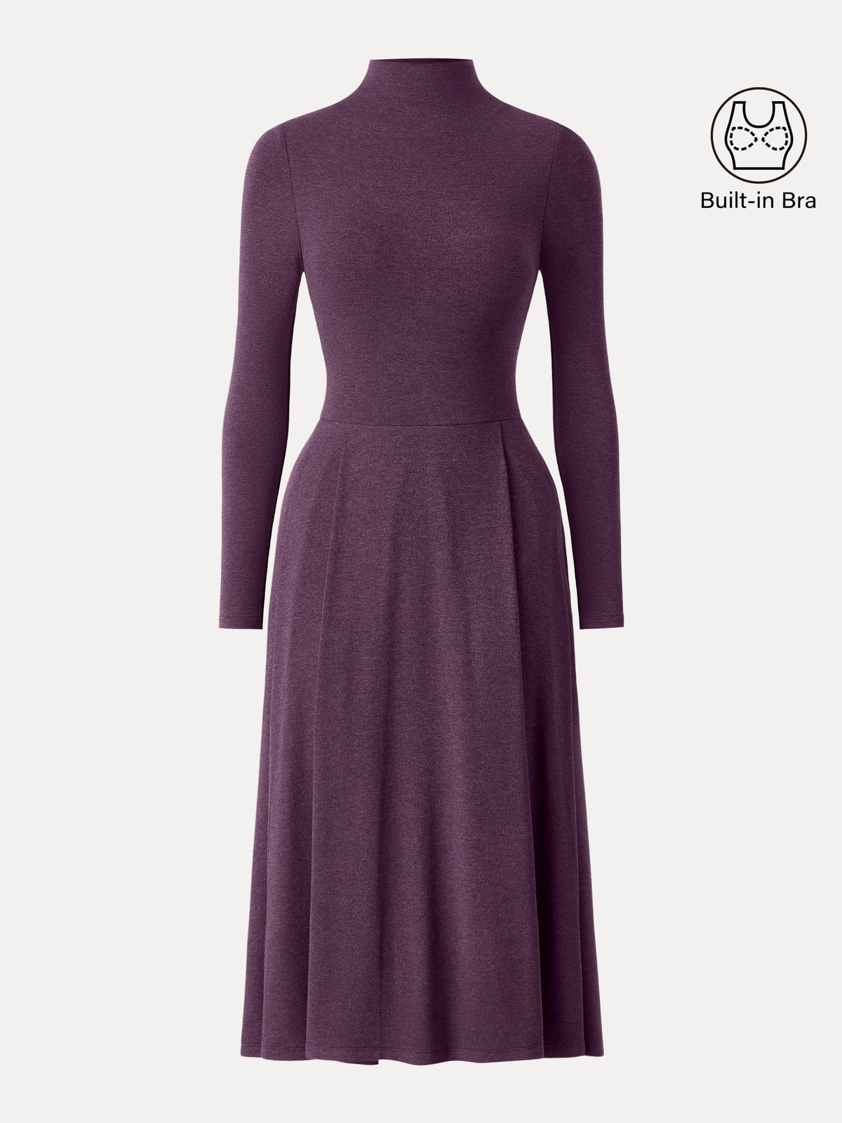 LiteWarm Mockneck Pleated Midi Built-In Bra Dress with Pockets — original photo 13