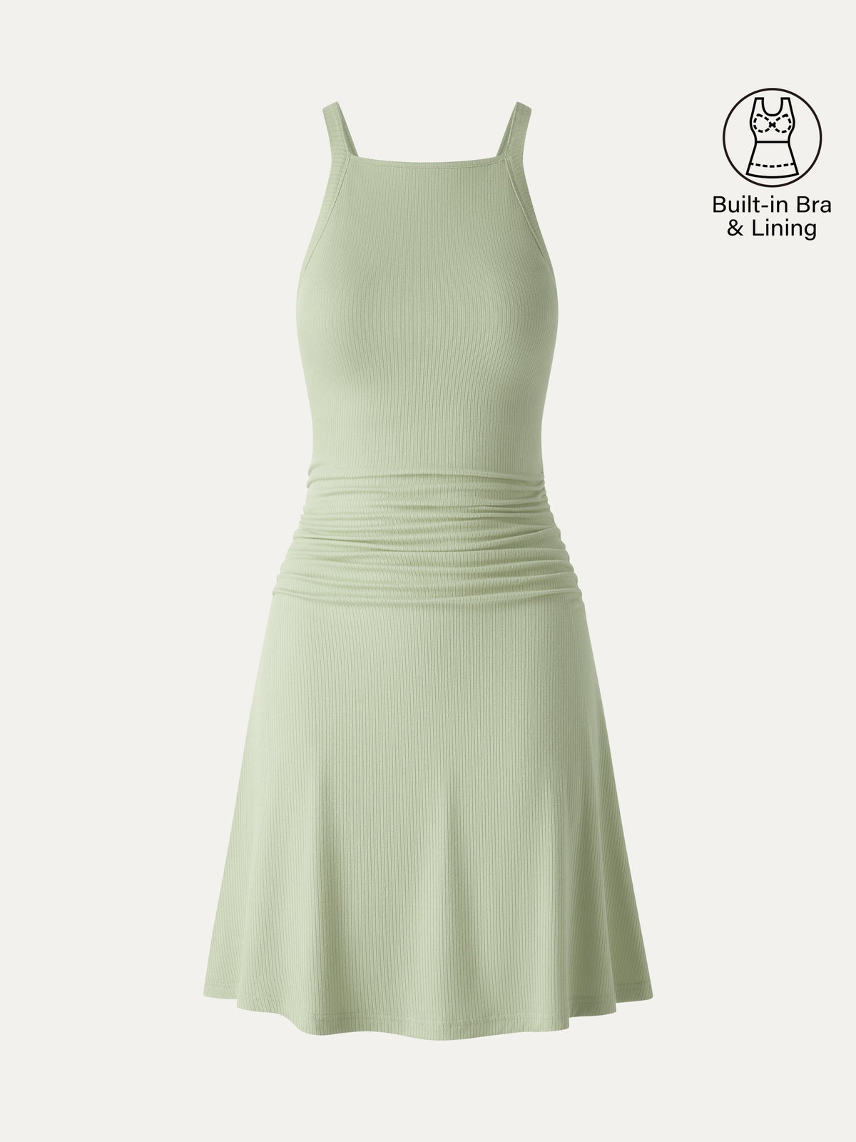 CoolTouch Square Neck Ruched Mini Built-In Bra Dress — original photo 14