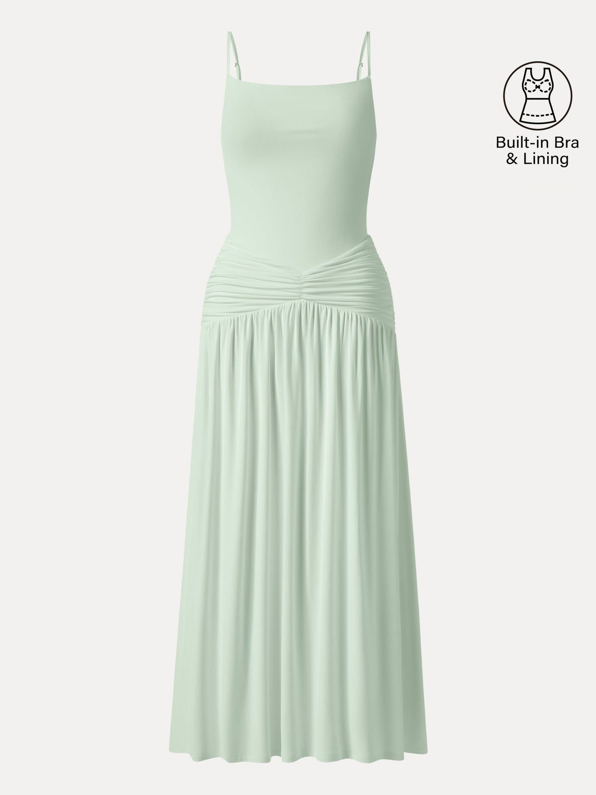 Not-See-Thru Spaghetti Gathered Maxi Built-In Bra Dress — original photo 15