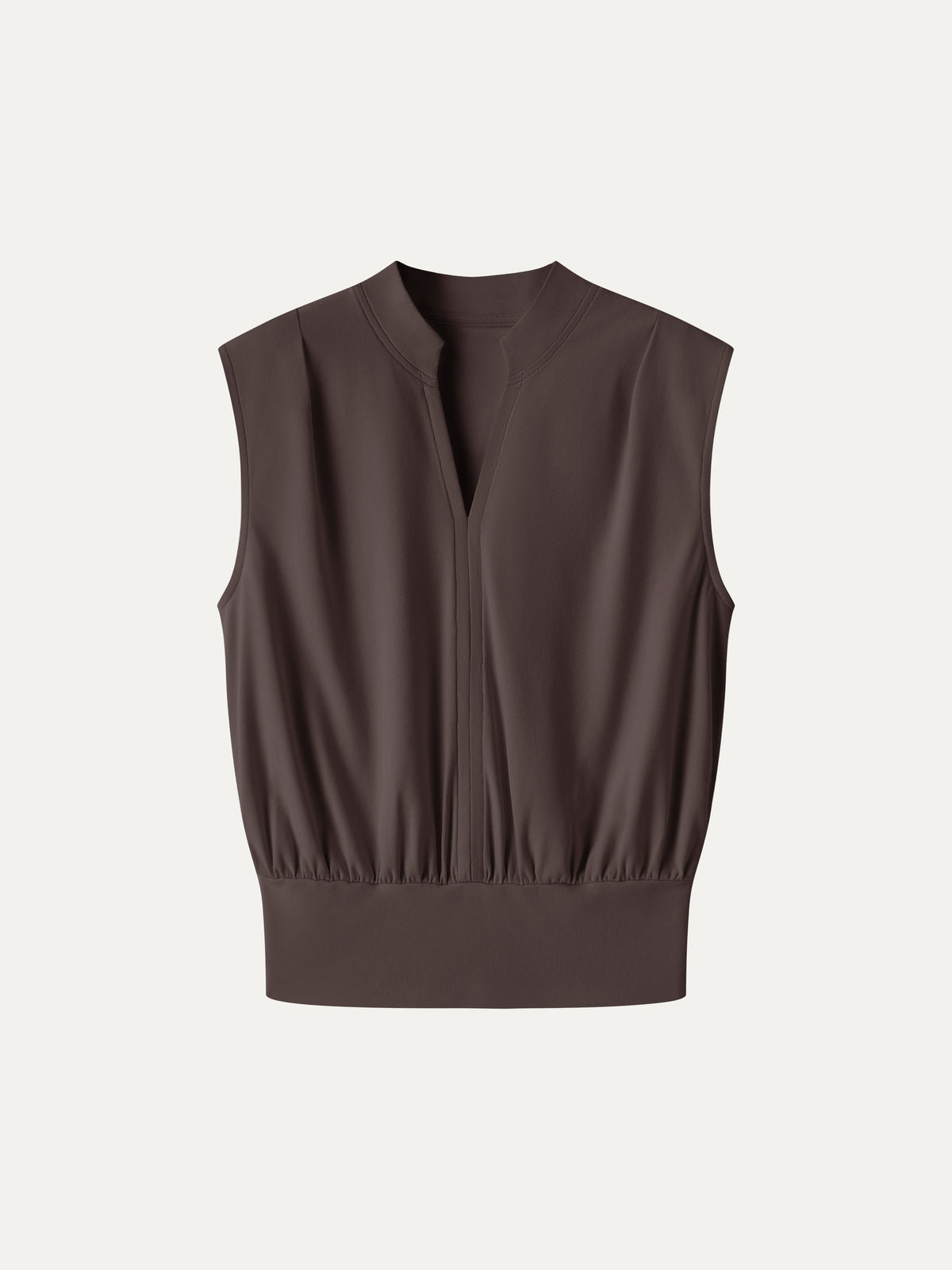 Cotton-Viscose V-neck Stand Collar Sleeveless Top — original photo 9