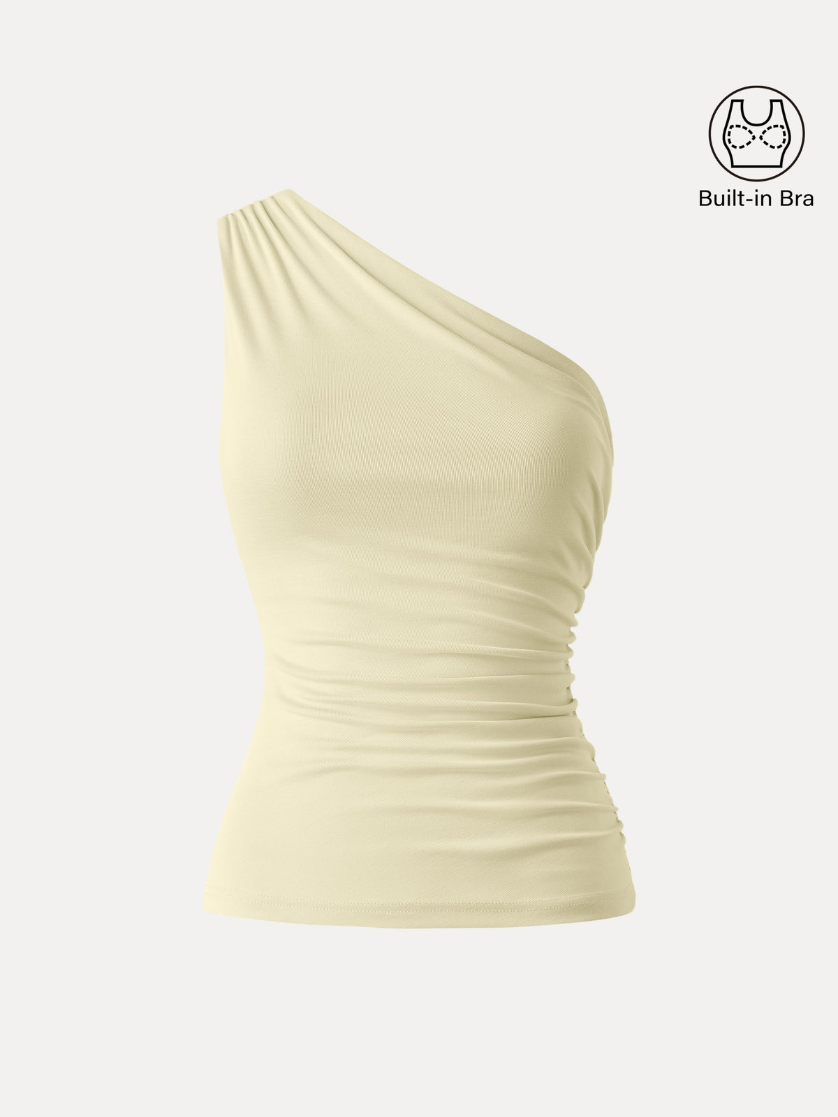 Sandwashed One Shoulder Ruched Built-In Bra Tank — original photo 10