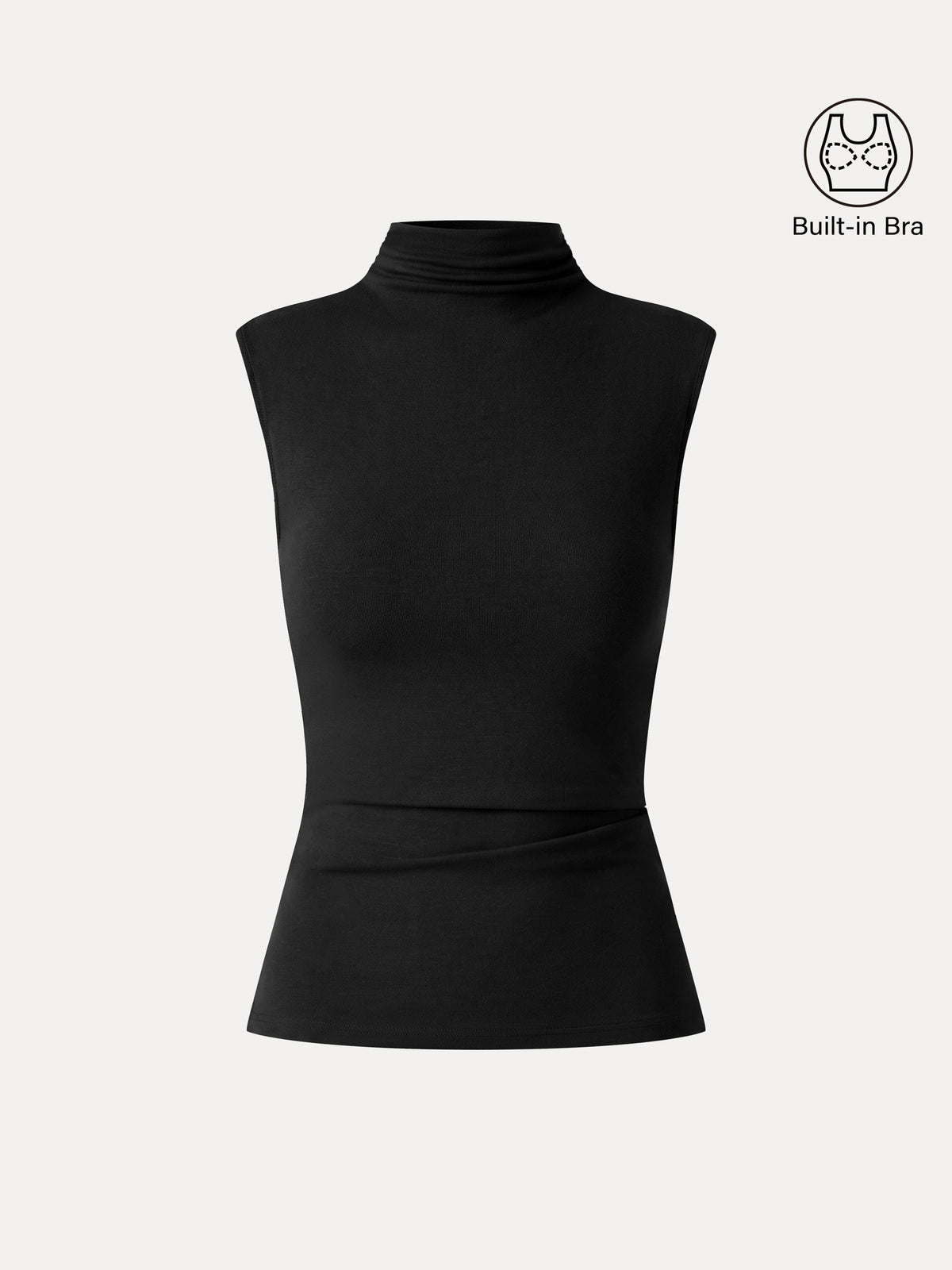 LiteWarm Mock Neck Sleeveless Ruched Built-In Bra Top — original photo 10