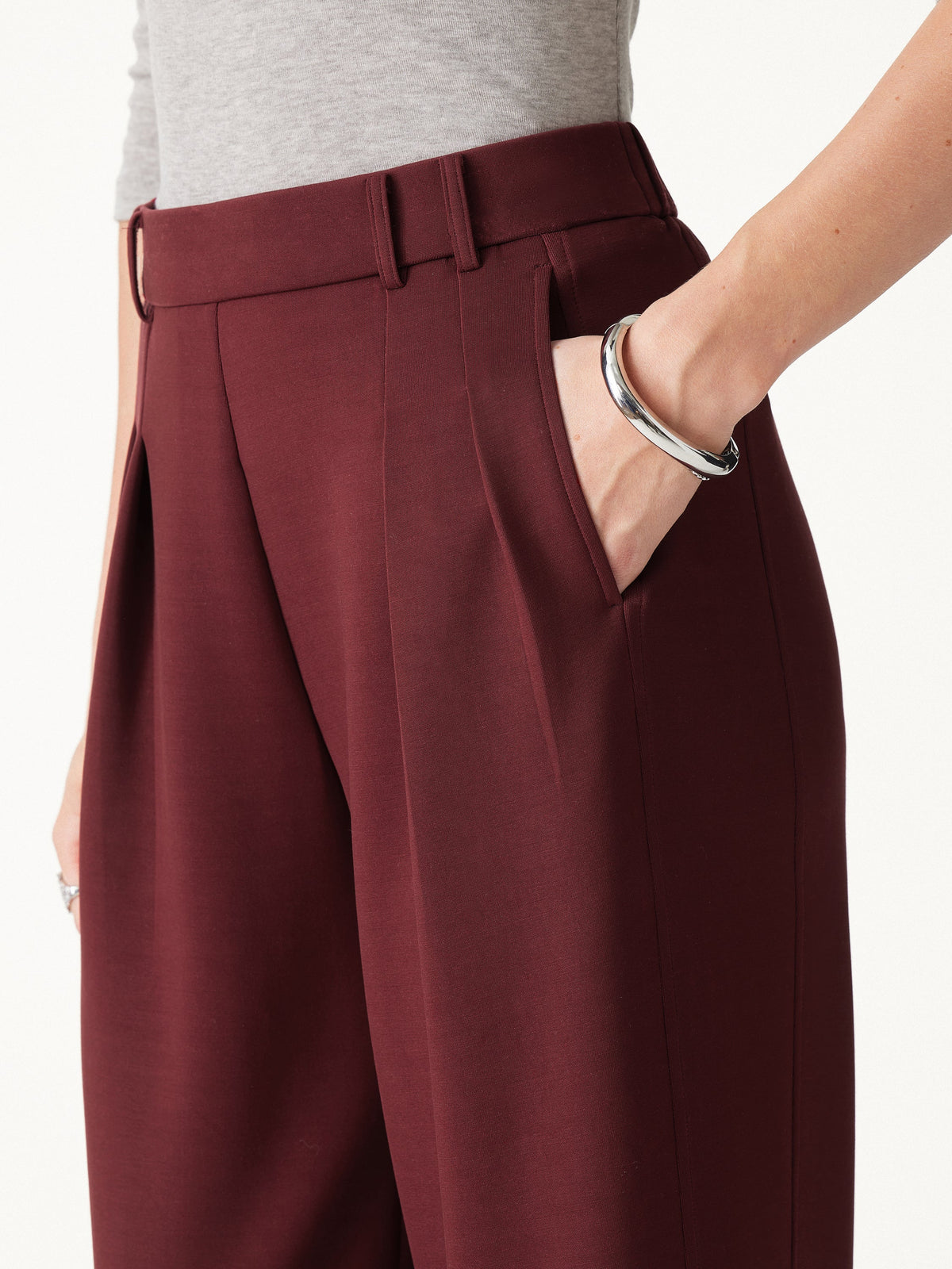 2Pcs Set Mock Neck Batwing Sleeve Top & High-Rise Wide-Leg Pants with Pockets — original photo 9