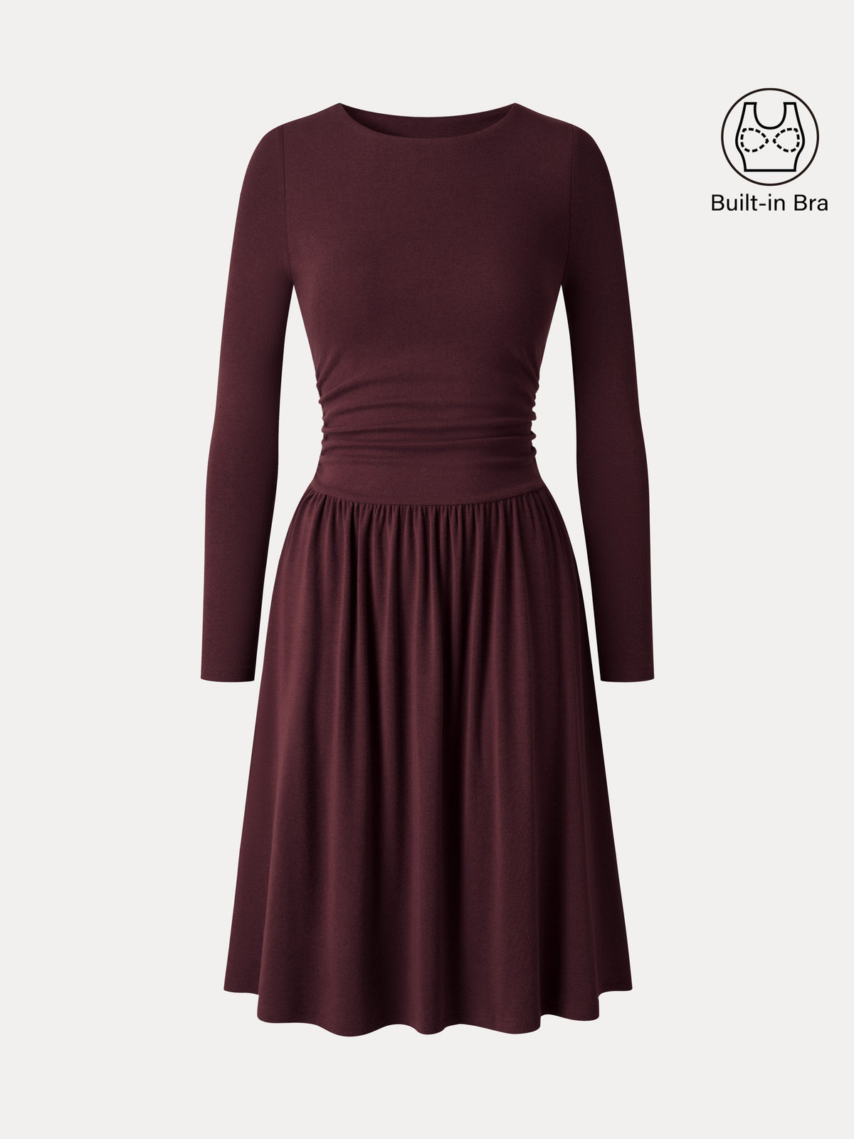 LiteWarm Boatneck Ruched Mini Built-In Bra Dress with Pockets — original photo 8
