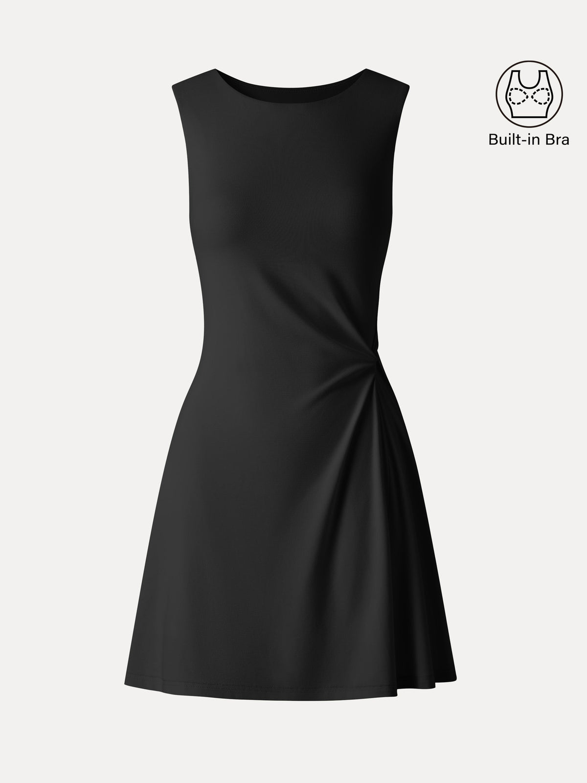 Ribbed Round Neck Sleeveless Side-Twist Mini Built-In Bra Dress — original photo 11