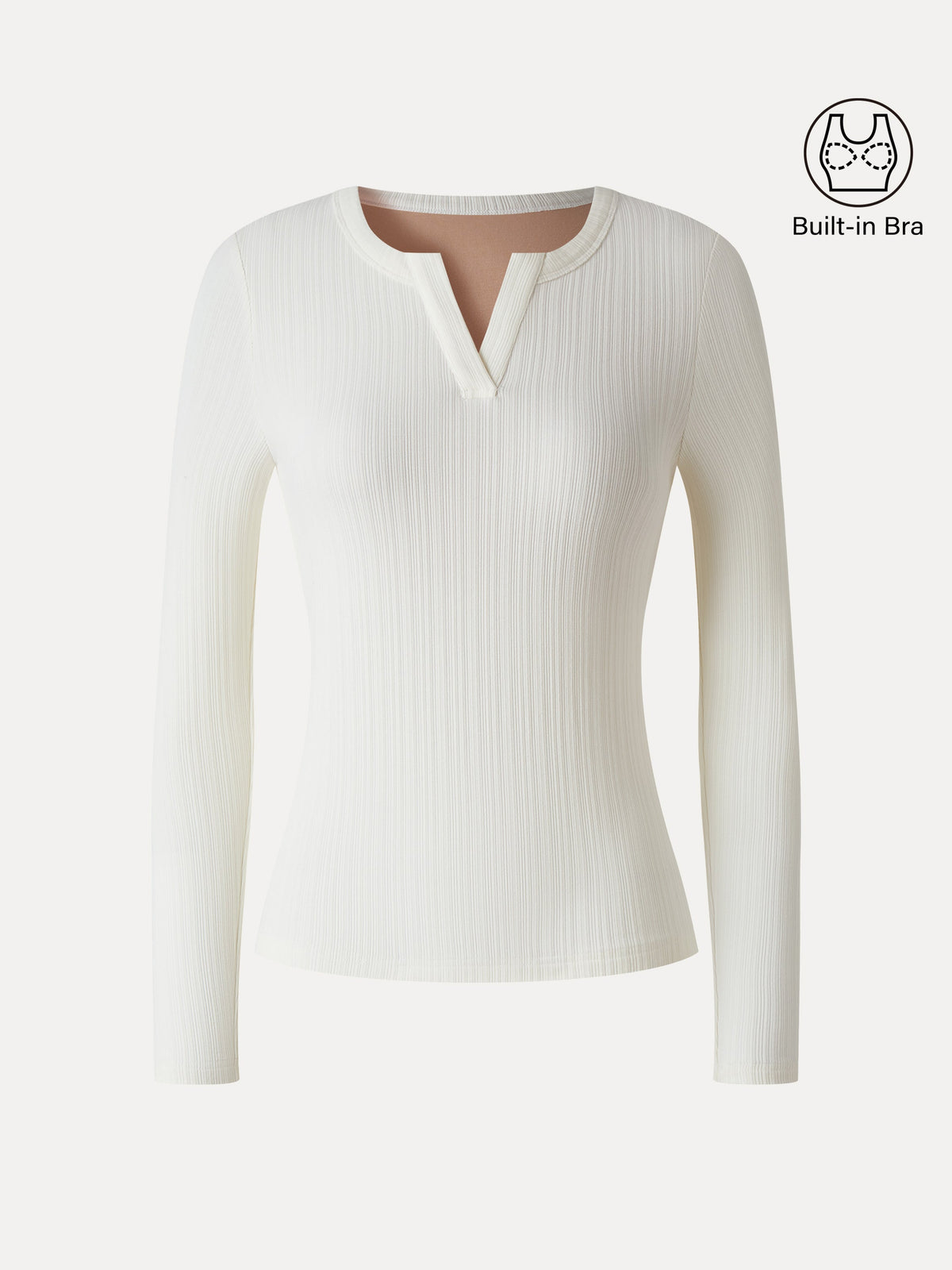 ProWarm Viscose Henley Neck Long Sleeve Built-In Bra Top — original photo 7