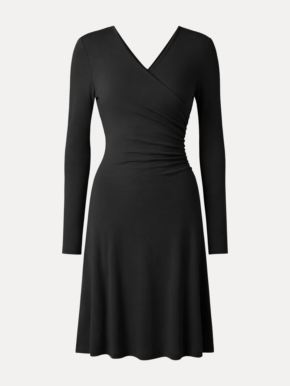 LiteWarm Surplice Long Sleeve Gathered Mini Dress — original photo 10