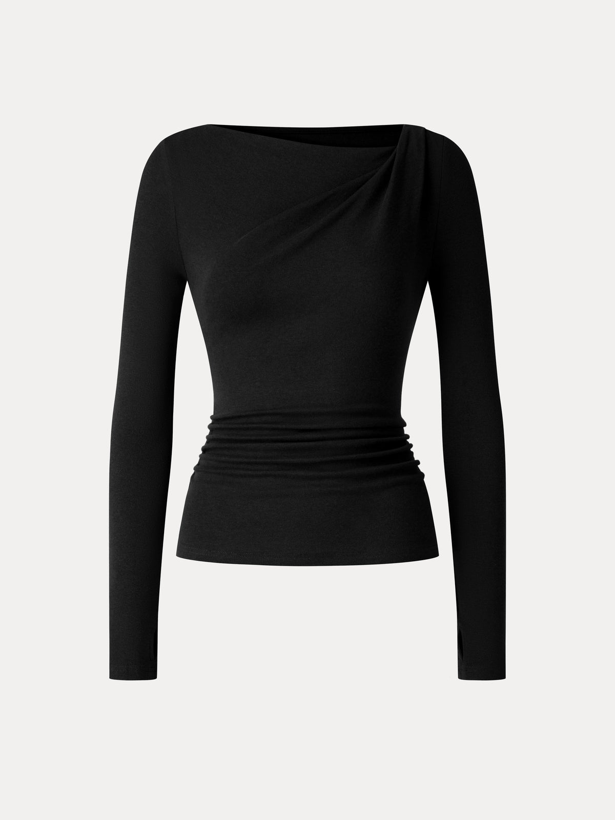 LiteWarm Asymmetrical Neck Long Sleeve Ruched Top — original photo 11