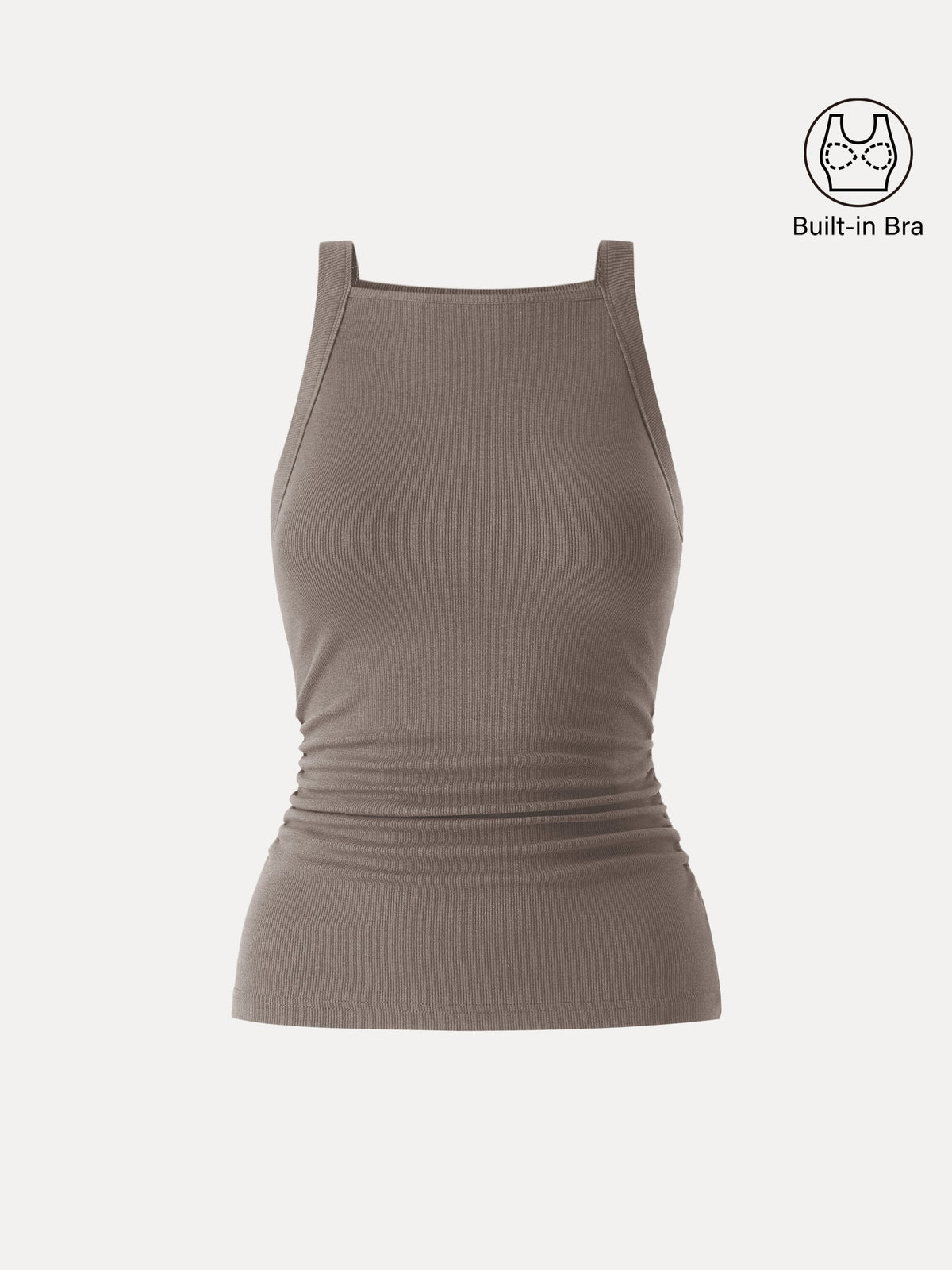 Plantive Chic Square Neck Ruched Rib Built-In Bra Tank — original photo 15