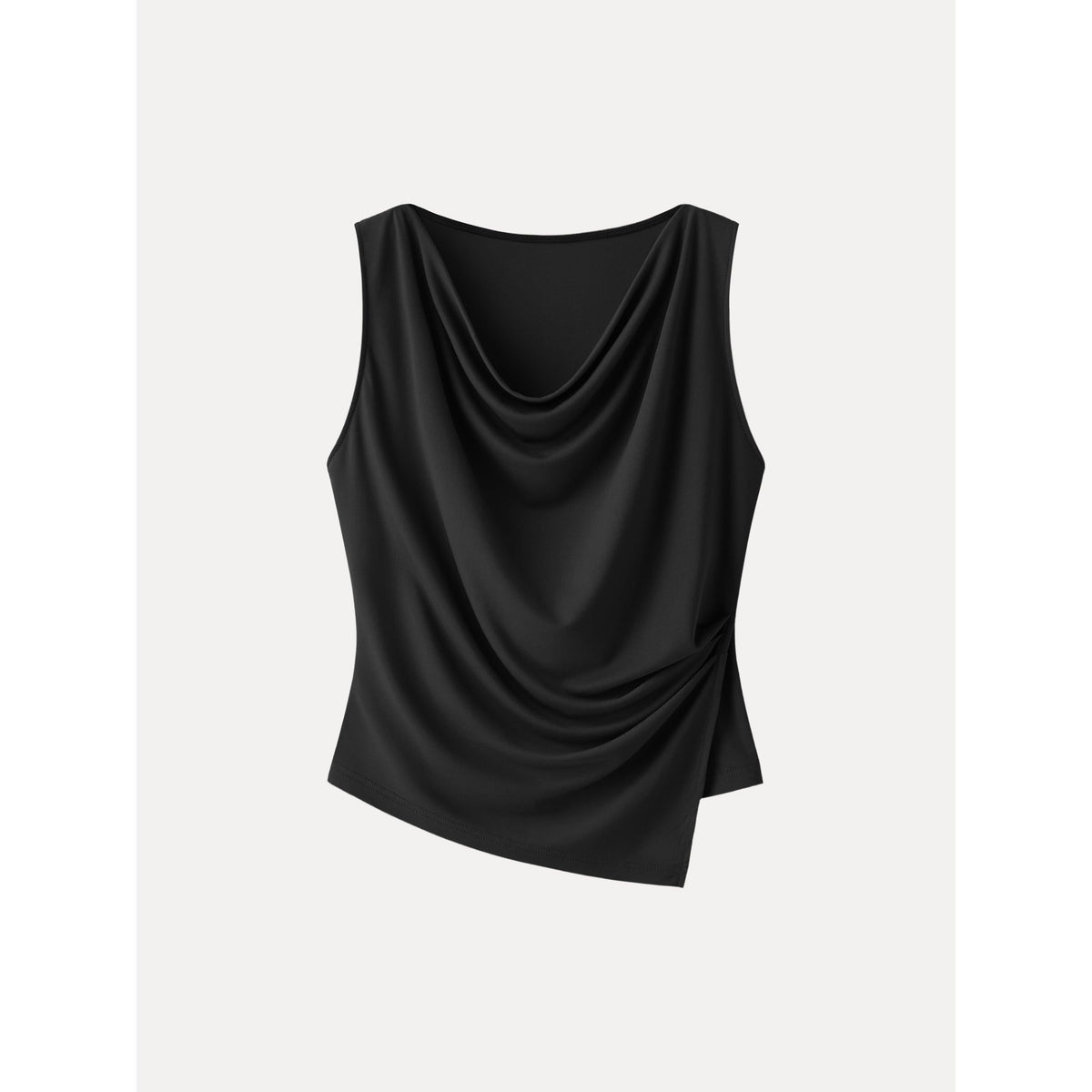 Cowl Neck Asymmetrical Tucked Sleeveless Top — original photo 12