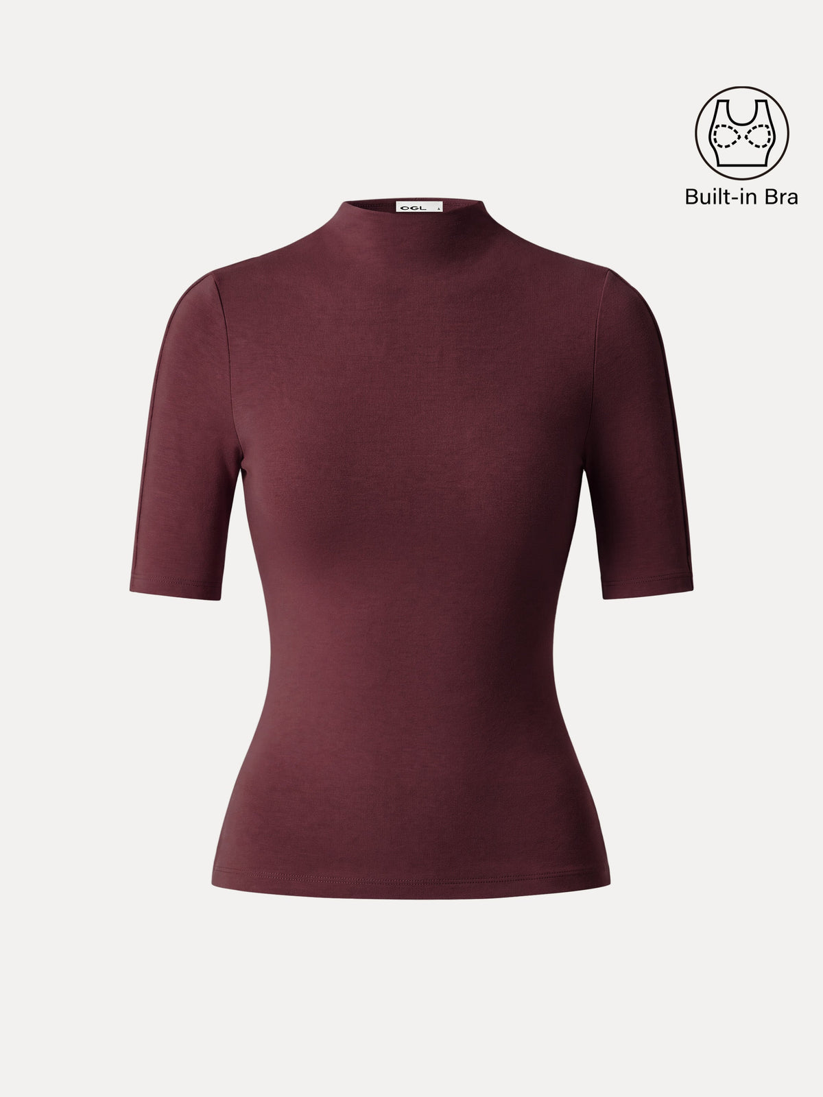 LiteWarm Mock Neck Elbow Sleeve Pintuck Built-In Bra Top — original photo 13