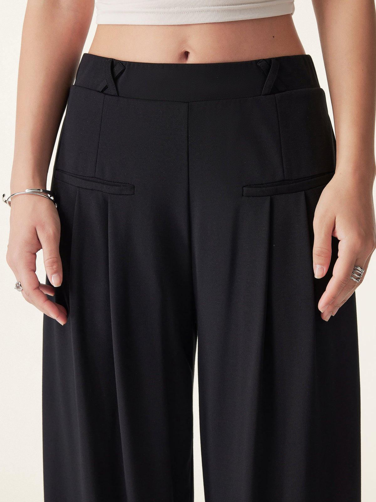 Drapey Bamboo Ponte Mid Rise Wide Leg Trouser with Pockets — original photo 5