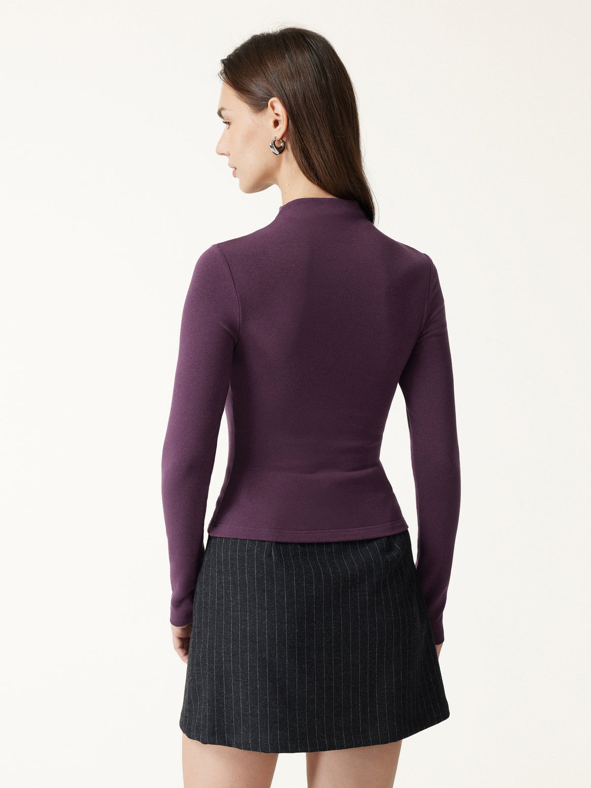 2Pcs Set ProWarm Mock Neck Long Sleeve Bra Top & Mid-Rise Ruched Flared Midi Skirt — original photo 9