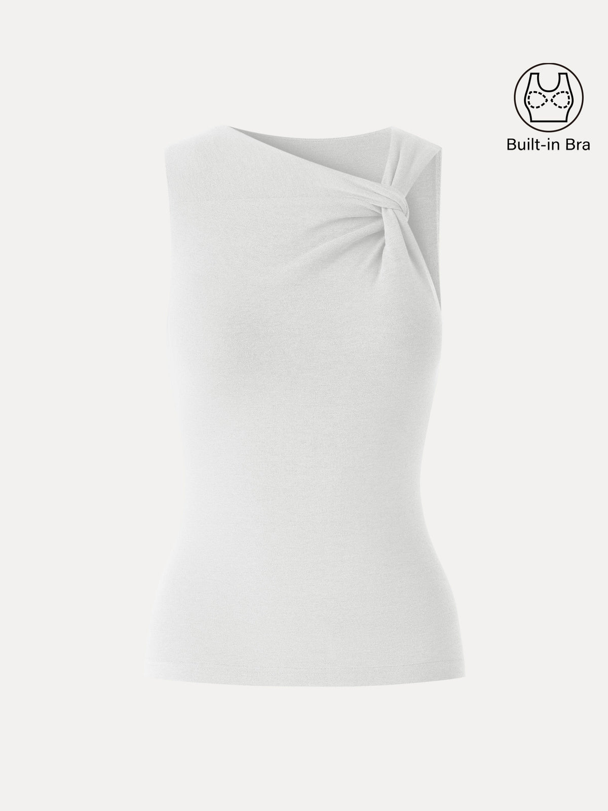 Sweat-Wicking Asymmetrical Neck Knotted Built-In Bra Tank — original photo 3