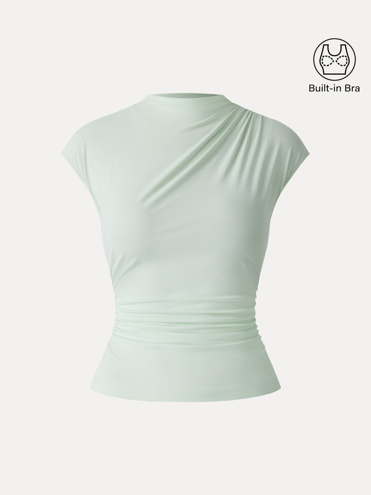 SkinKiss Mockneck Ruched Cropped Built-In Bra Top — original photo 7