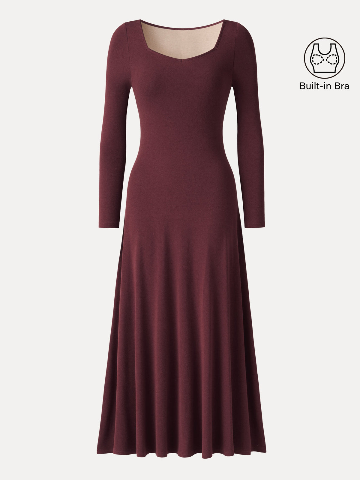 LiteWarm Diamond Neck Long Sleeve Drapey Maxi Built-In Bra Dress — original photo 8