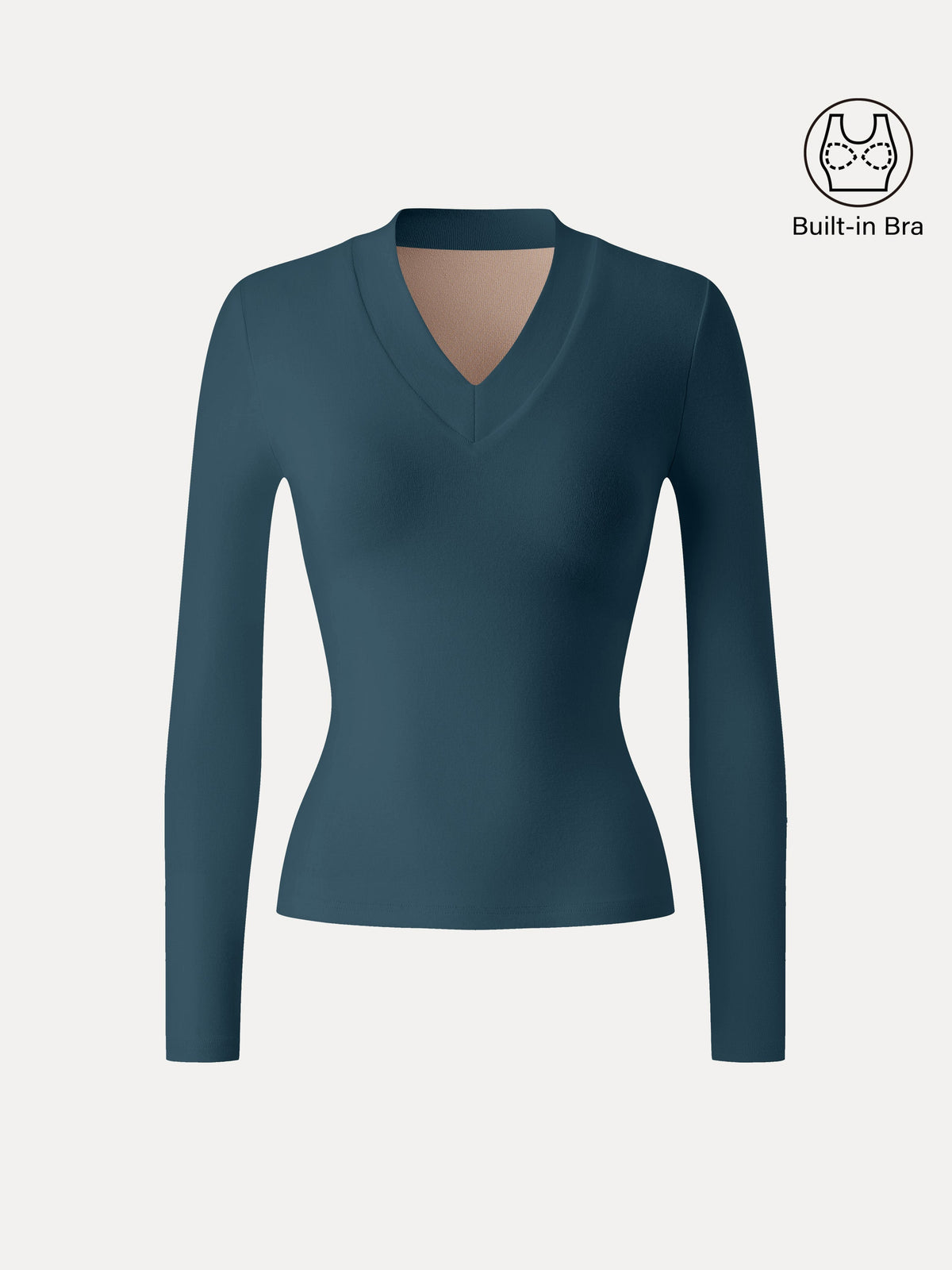 LiteWarm V-neck Wide Binding Built-In Bra Top — original photo 9