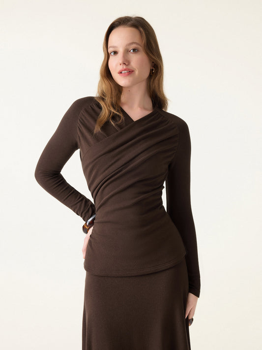 ProWarm Surplice Long Sleeve Ruched Top — original photo 1