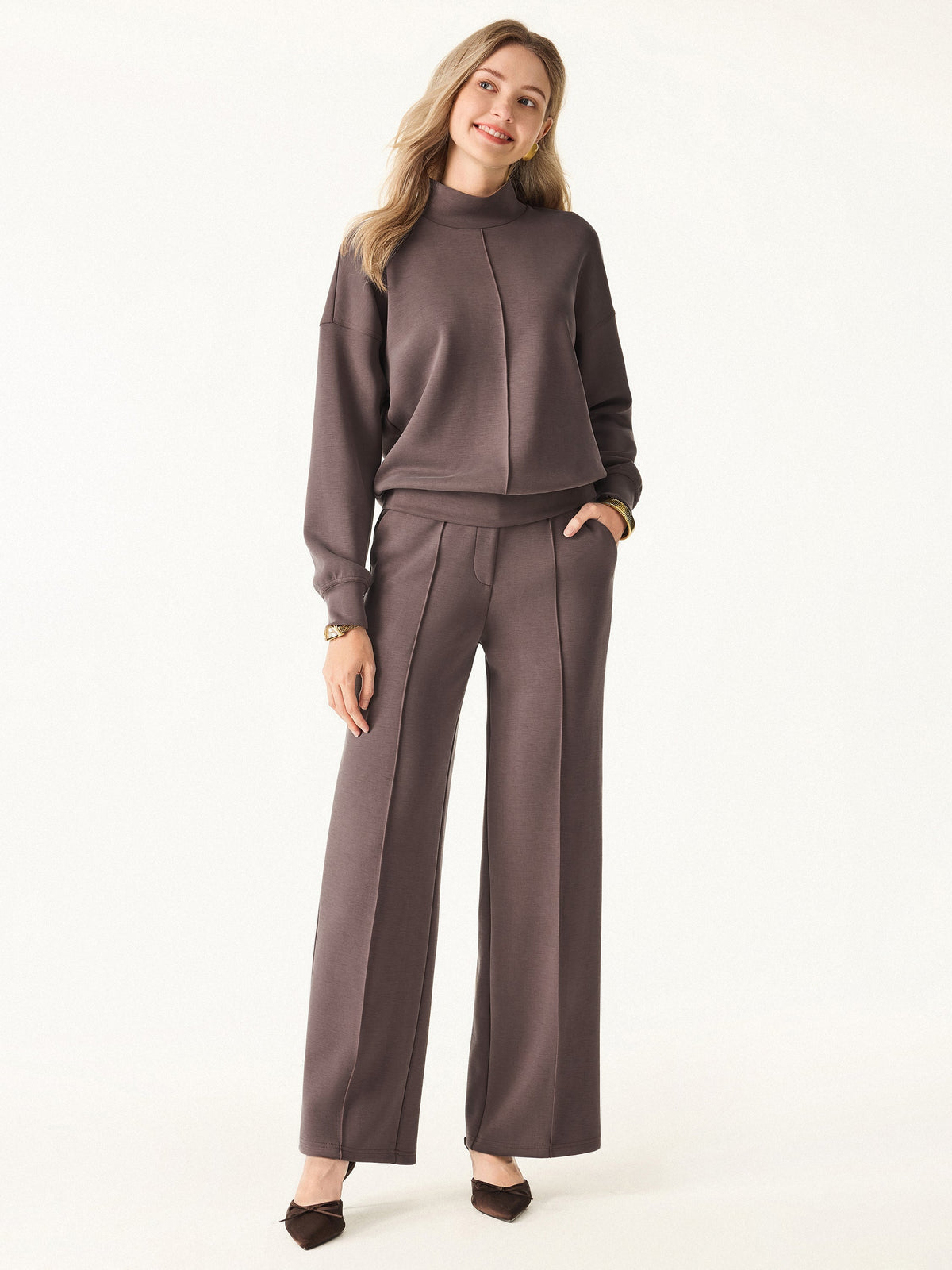 Modal Spacer Mockneck Long Sleeve Pullover Shirt — original photo 2